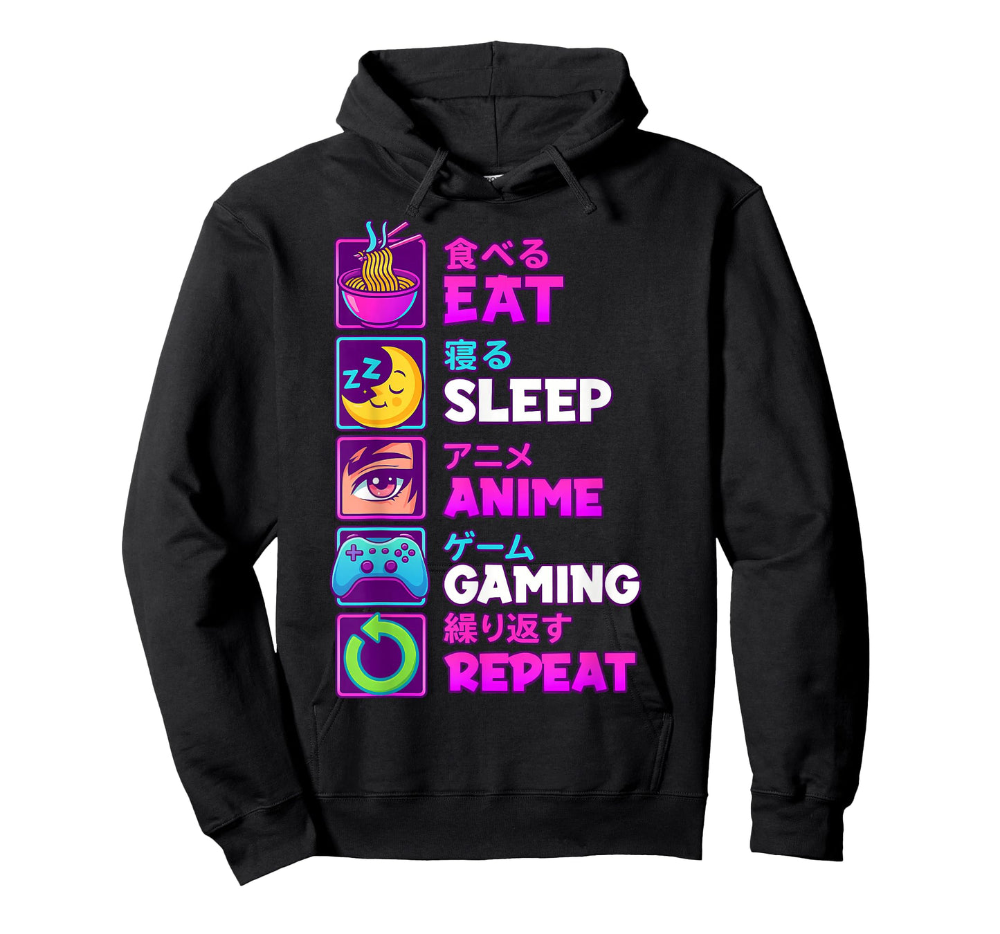 Eat Sleep Anime Gaming Repeat Kawaii Otaku Anime Manga T-Shirt