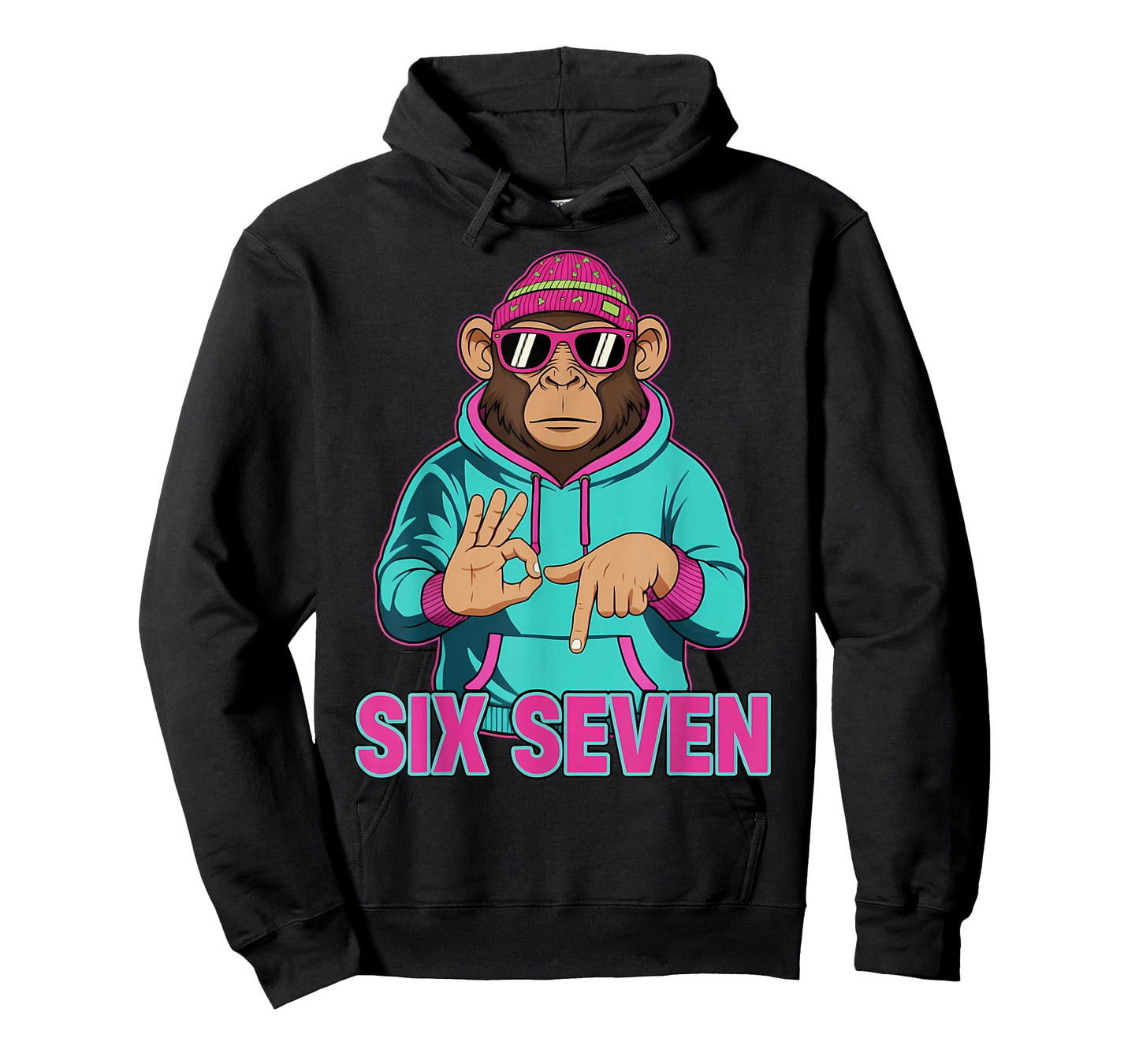 Six Seven Meme Cute Monkey 67 Funny Gen Z Apha Slang T-Shirt