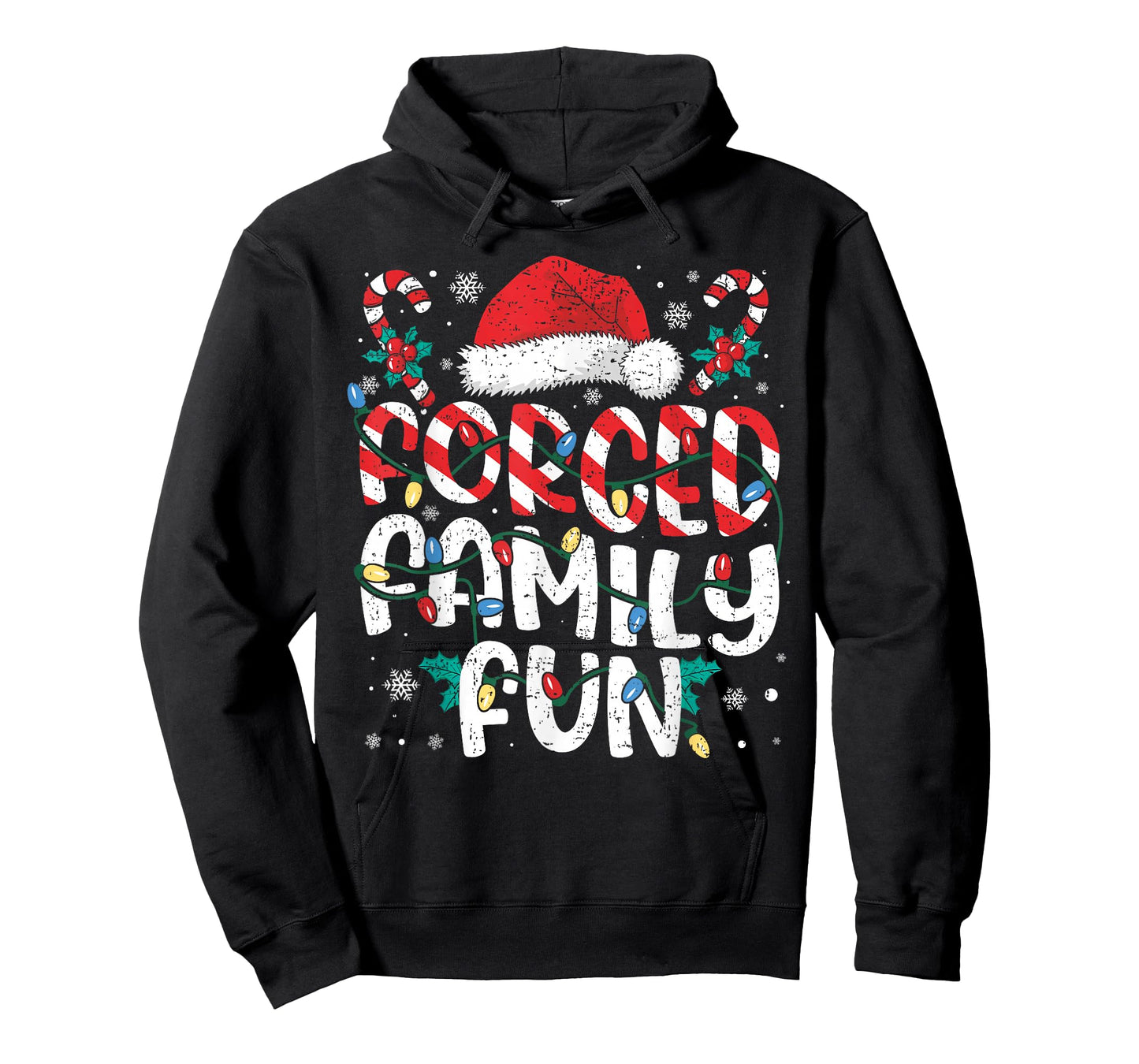 Forced Family Fun Funny Xmas Lights Sarcastic Joke Pajamas T-Shirt