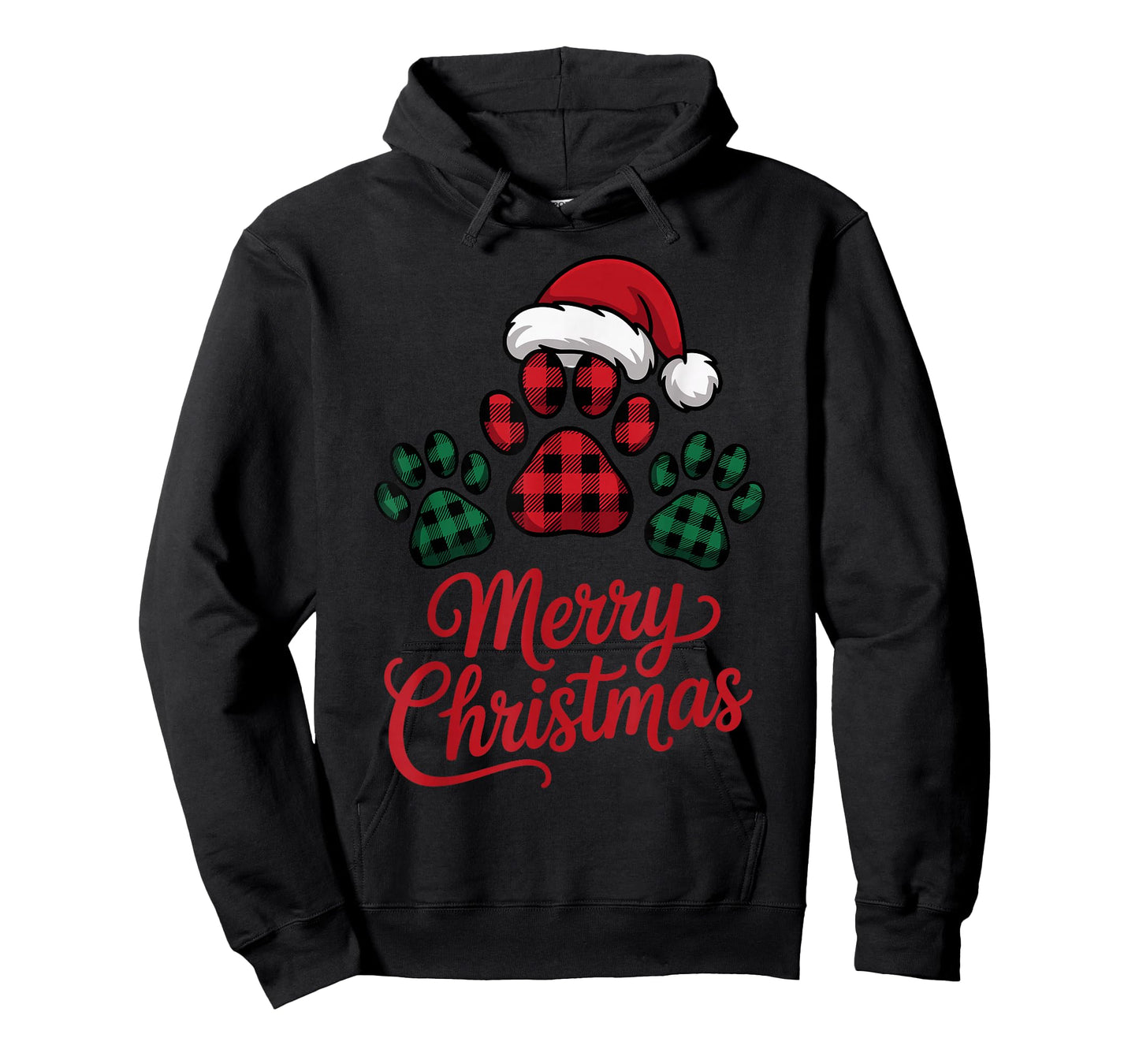Merry Christmas Plaid Paw Pet Owners Holiday Dog Lovers Fun T-Shirt