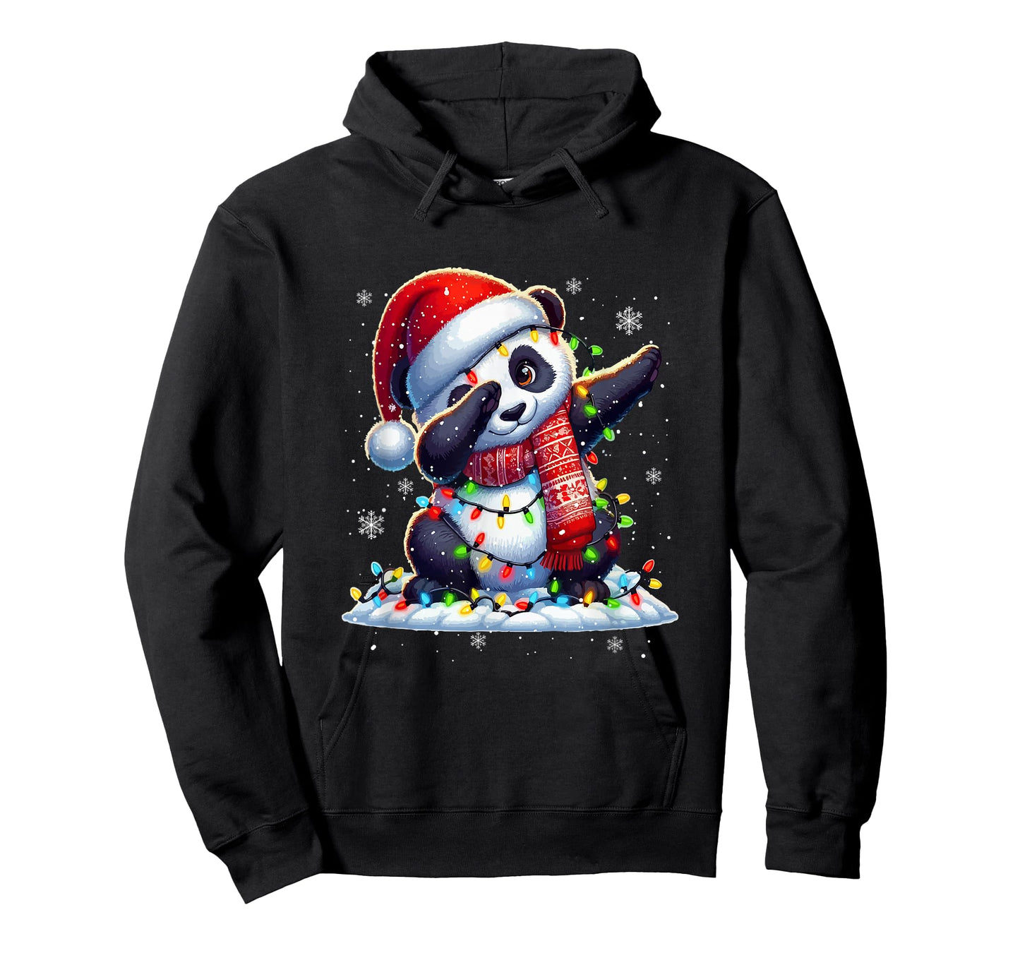 Dabbing Panda Santa Xmas Colorful Lights Wild Animal Lover T-Shirt