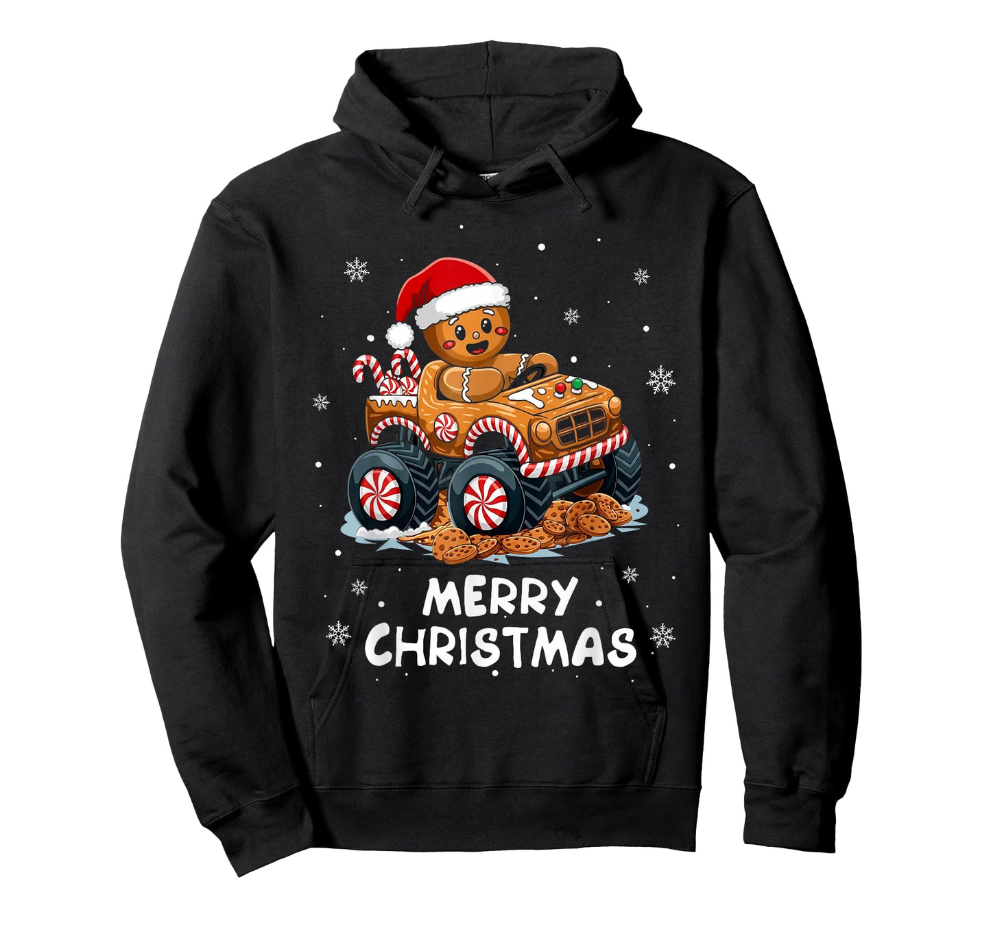 Monster Truck Gingerbread Man Funny Merry Christmas Baking T-Shirt