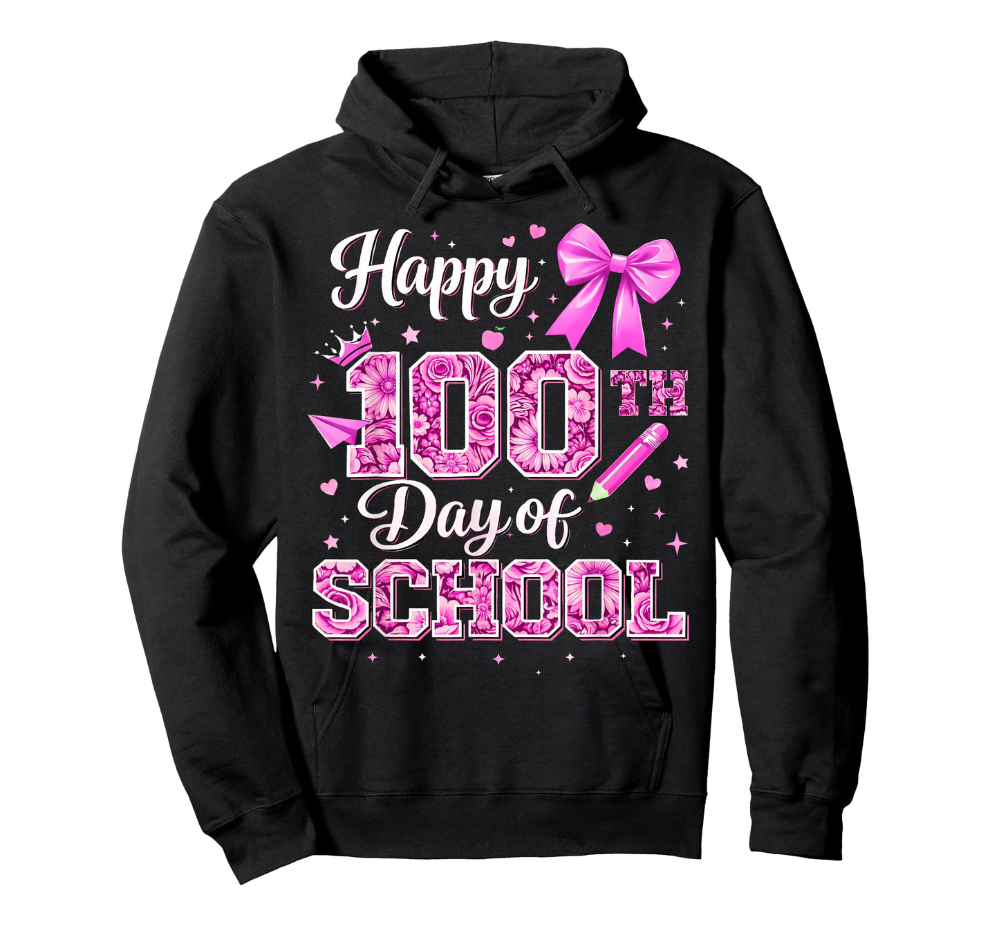 100 Days of School Happy 100th Day Coquette Bow Flower T-Shirt
