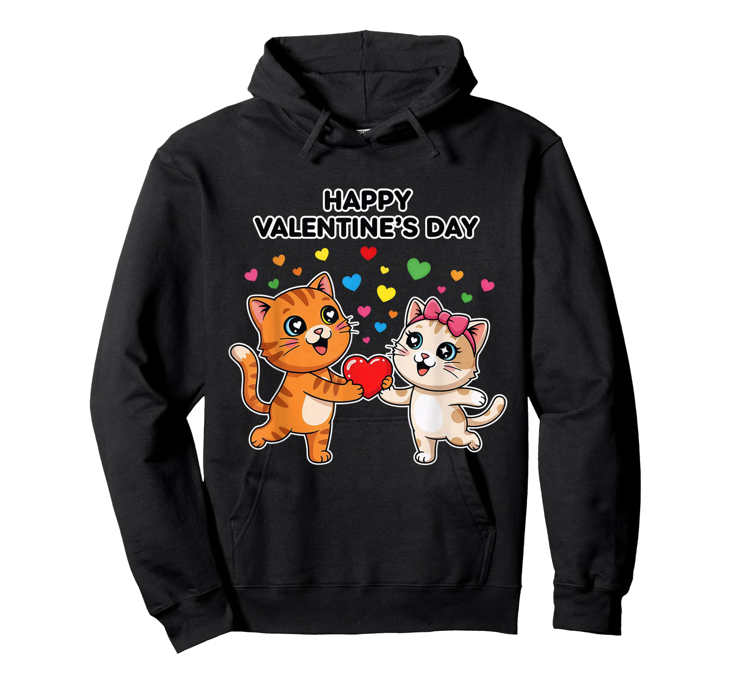 Happy Valentine’s Day Cute Cats Love Heart Cartoon T-Shirt