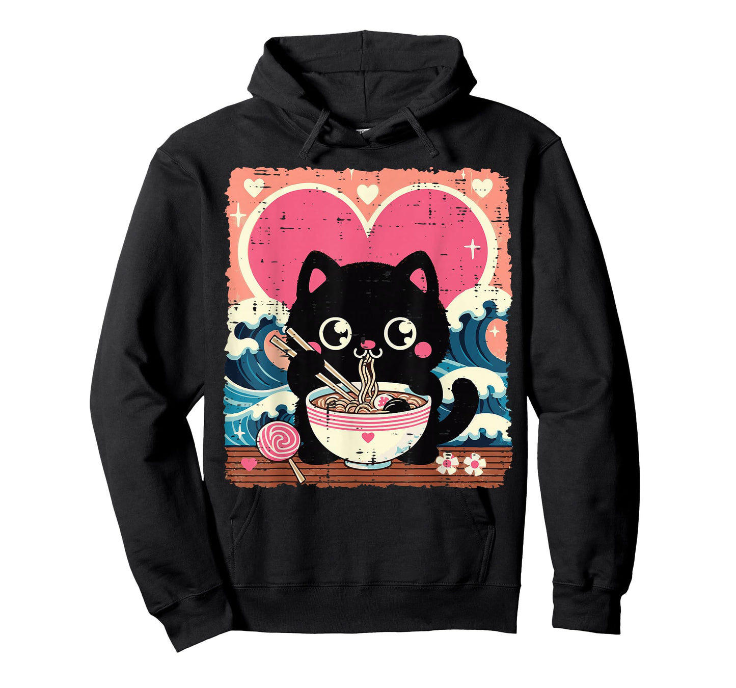 Valentines Day Cat Ramen Kawaii Japanese Girls Kids Women T-Shirt
