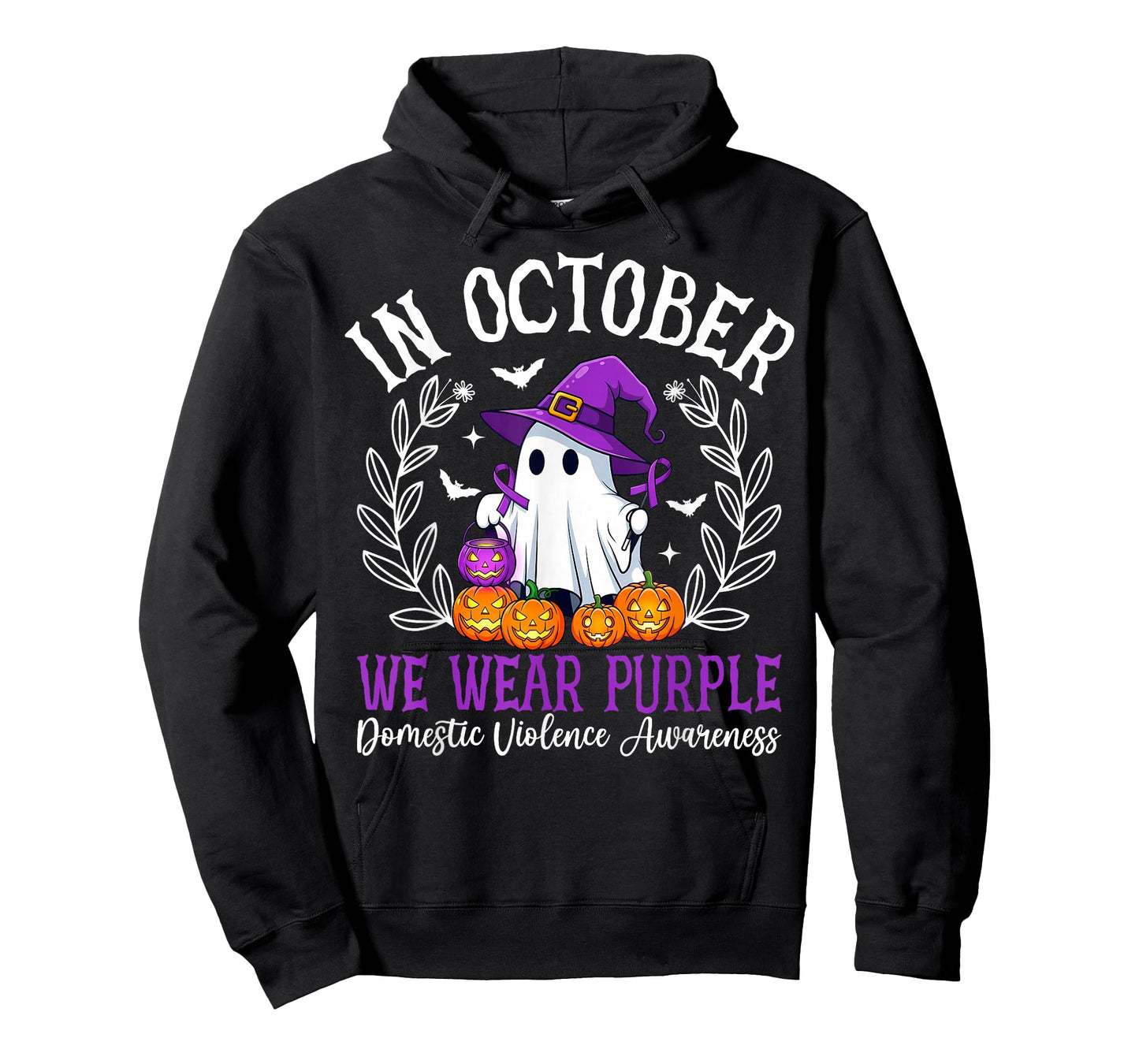 in October We Wear Purple Domestic Violence Halloween T-Shirt