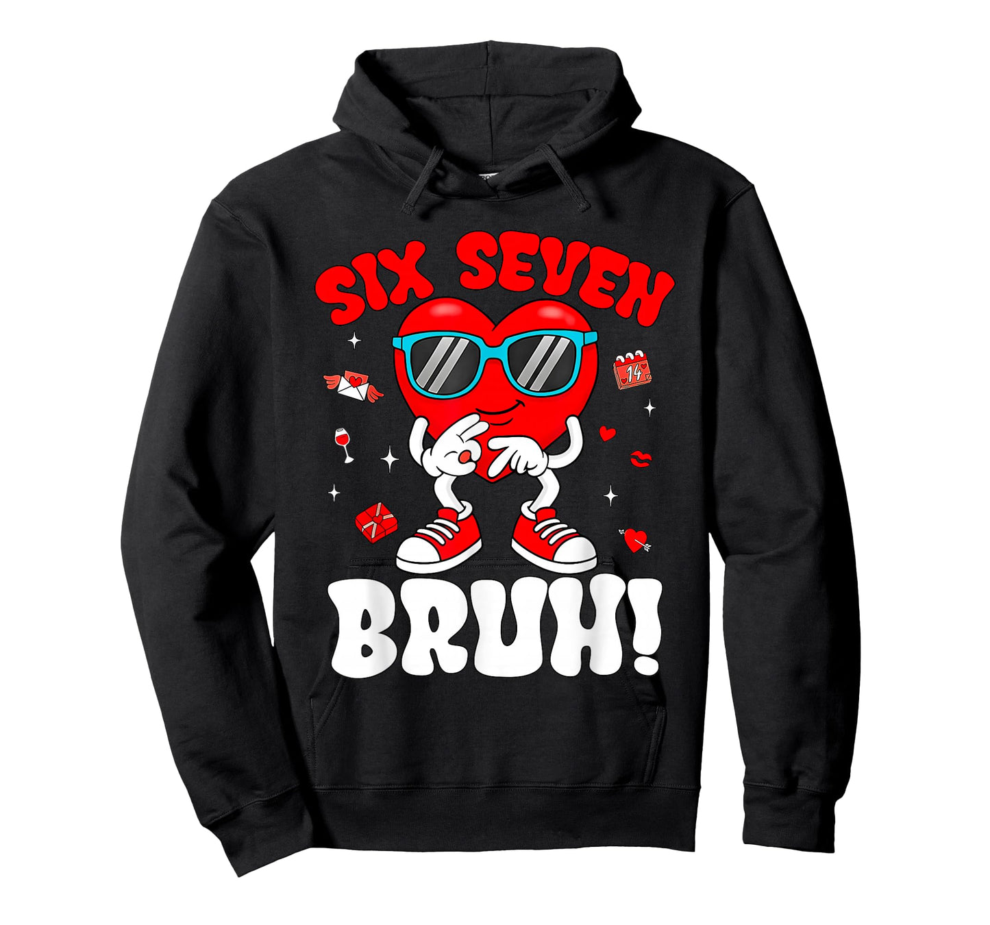 Funny 6 7 Meme 67 Six Seven Bruh Valentine Heart Men Boy Kid T-Shirt