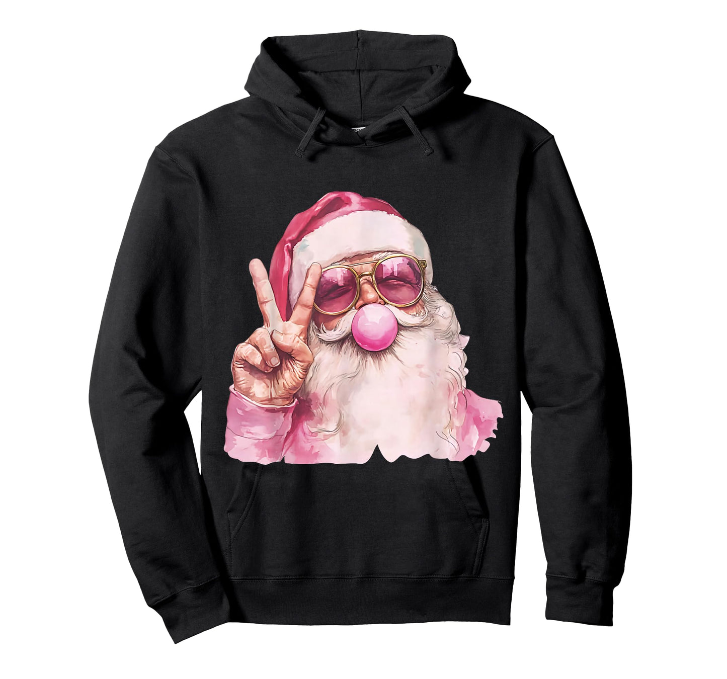 Pink Santa Peace Sign Bubblegum Christmas Vibes T-Shirt