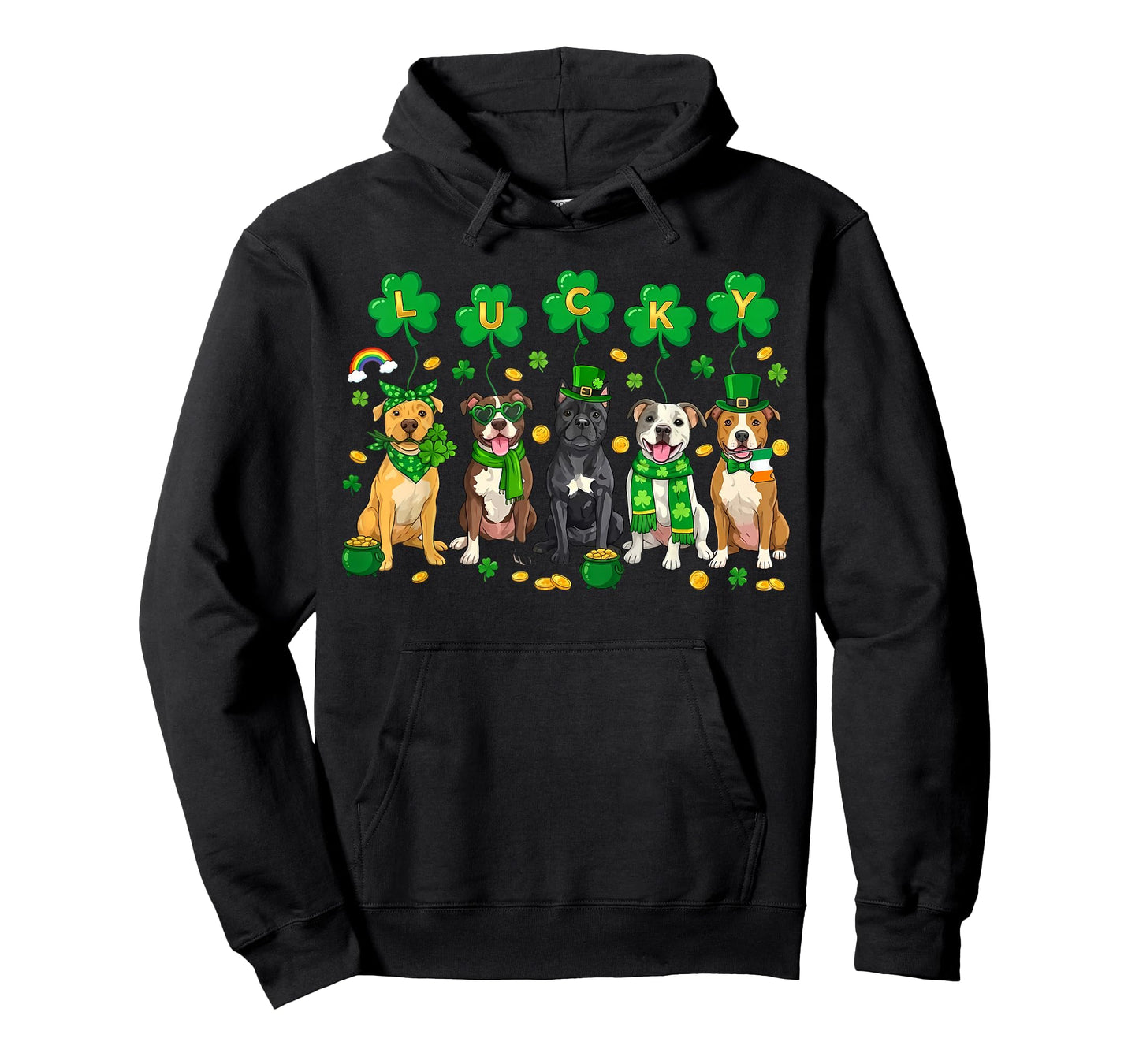 Funny Pitbull Dog St Patrick's Day Lucky Irish Dog Mom Dad T-Shirt