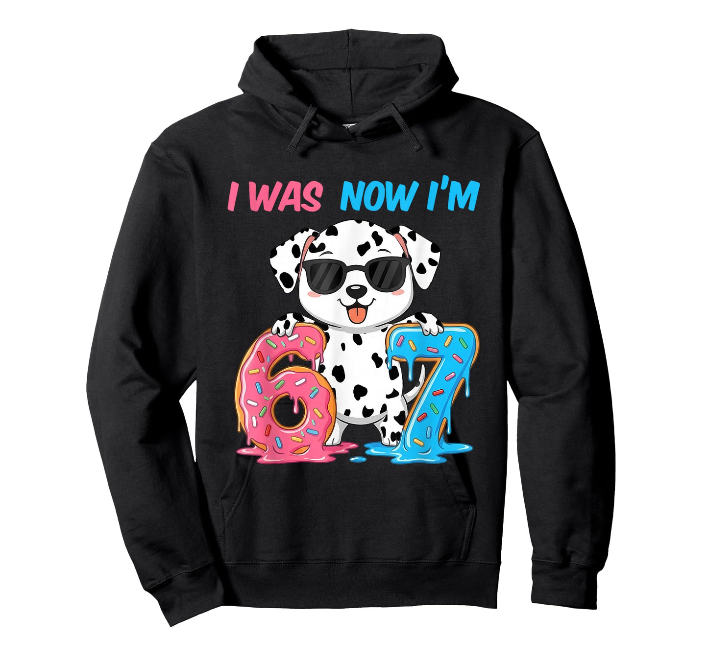 I was Six Now I'm Seven Dalmatian Dog 67 Meme 7th Birthday T-Shirt