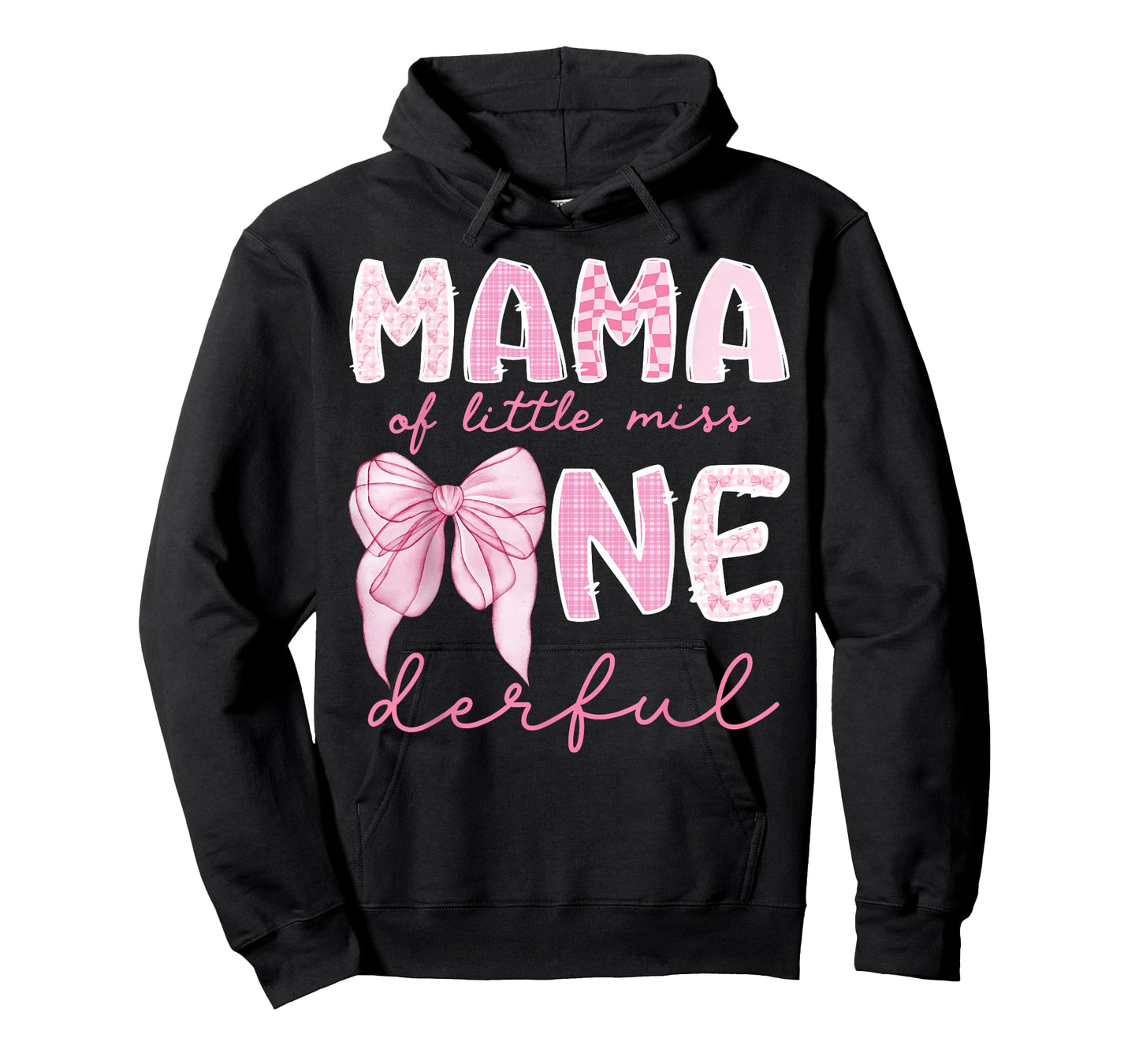 Mama of Little Miss Onederful First Birthday Girl Bow T-Shirt