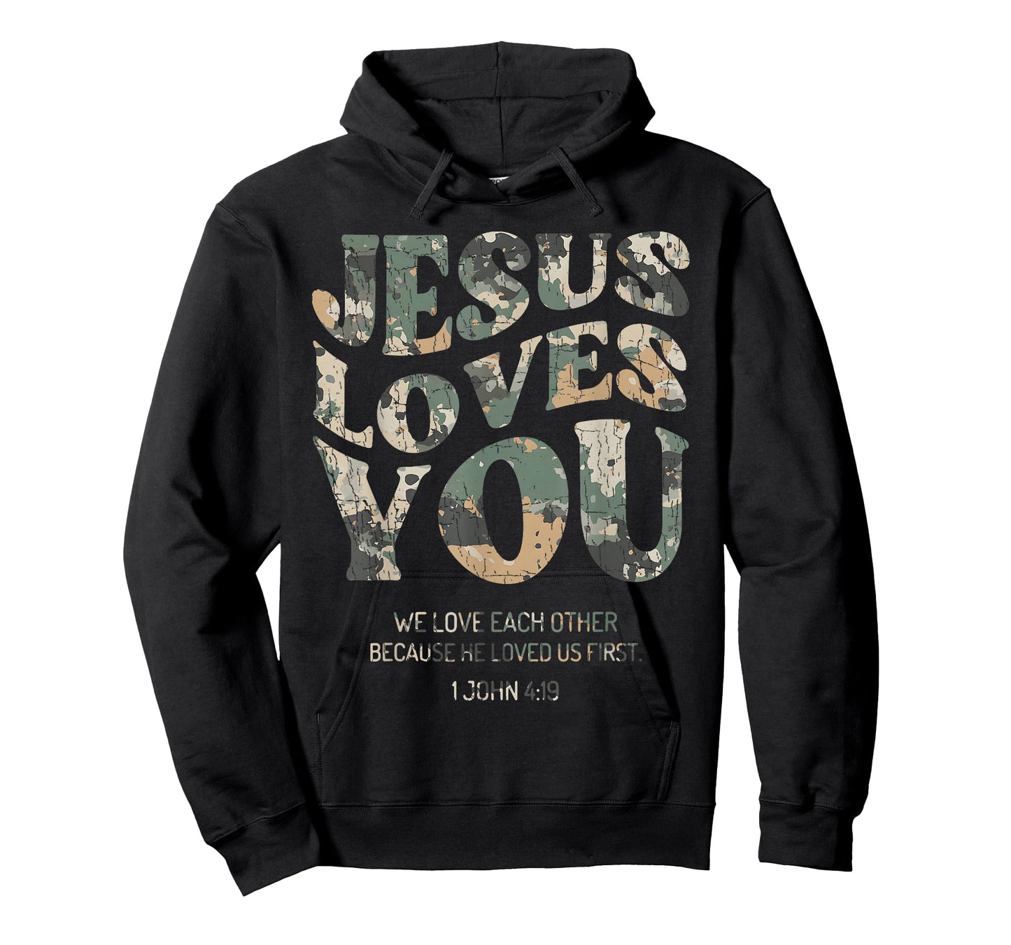Vintage Camo Jesus Loves You Camouflage Natural T-Shirt