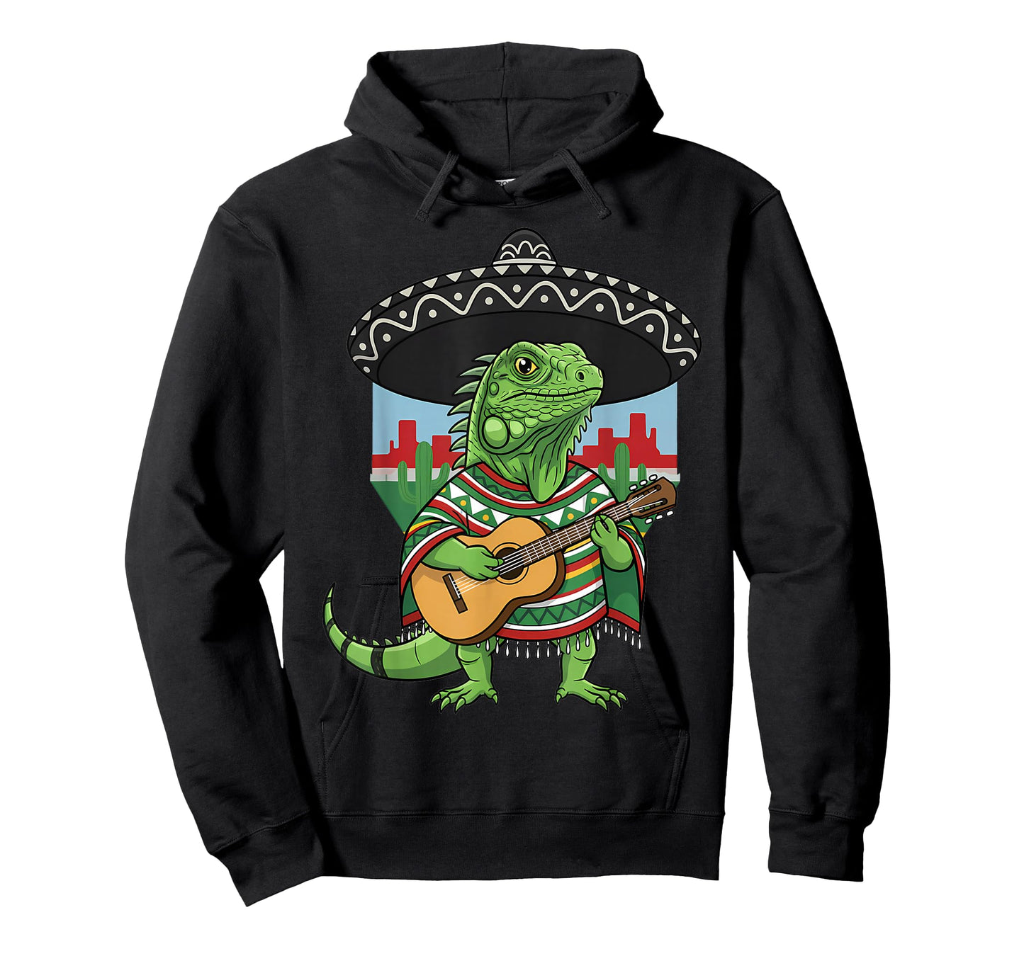 Mexican Iguana Sombrero Mariachi Guitar T-Shirt
