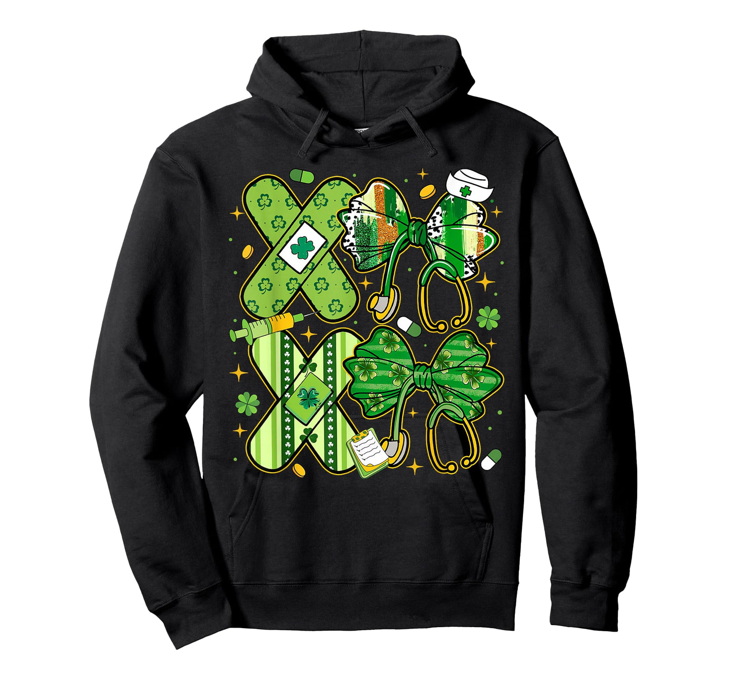 St Patricks Day Stethoscope Coquette Bow Nurse Girl Women T-Shirt