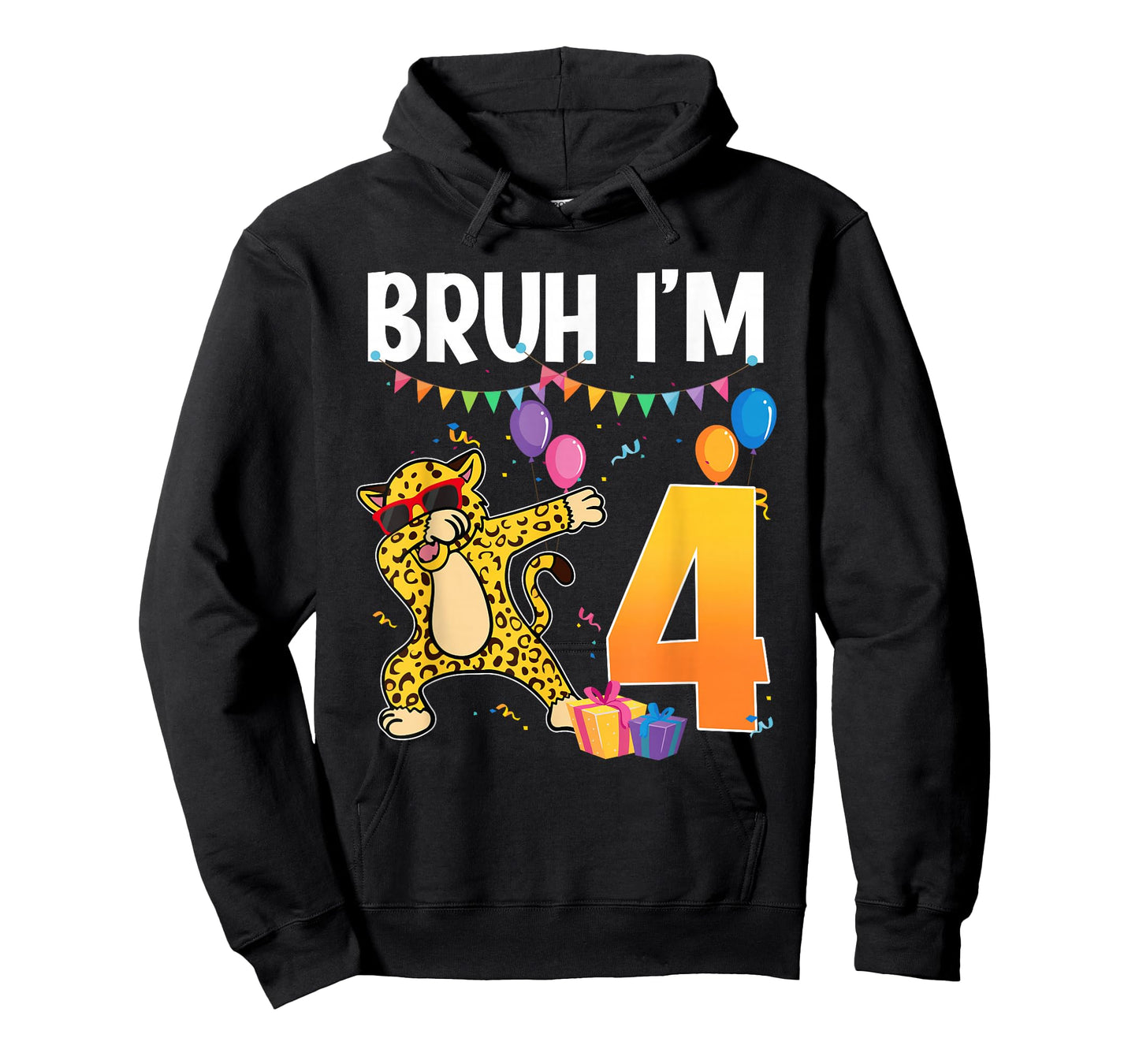 4th Birthday Cheetah Dabbing Theme Party Bruh I'm 4 T-Shirt