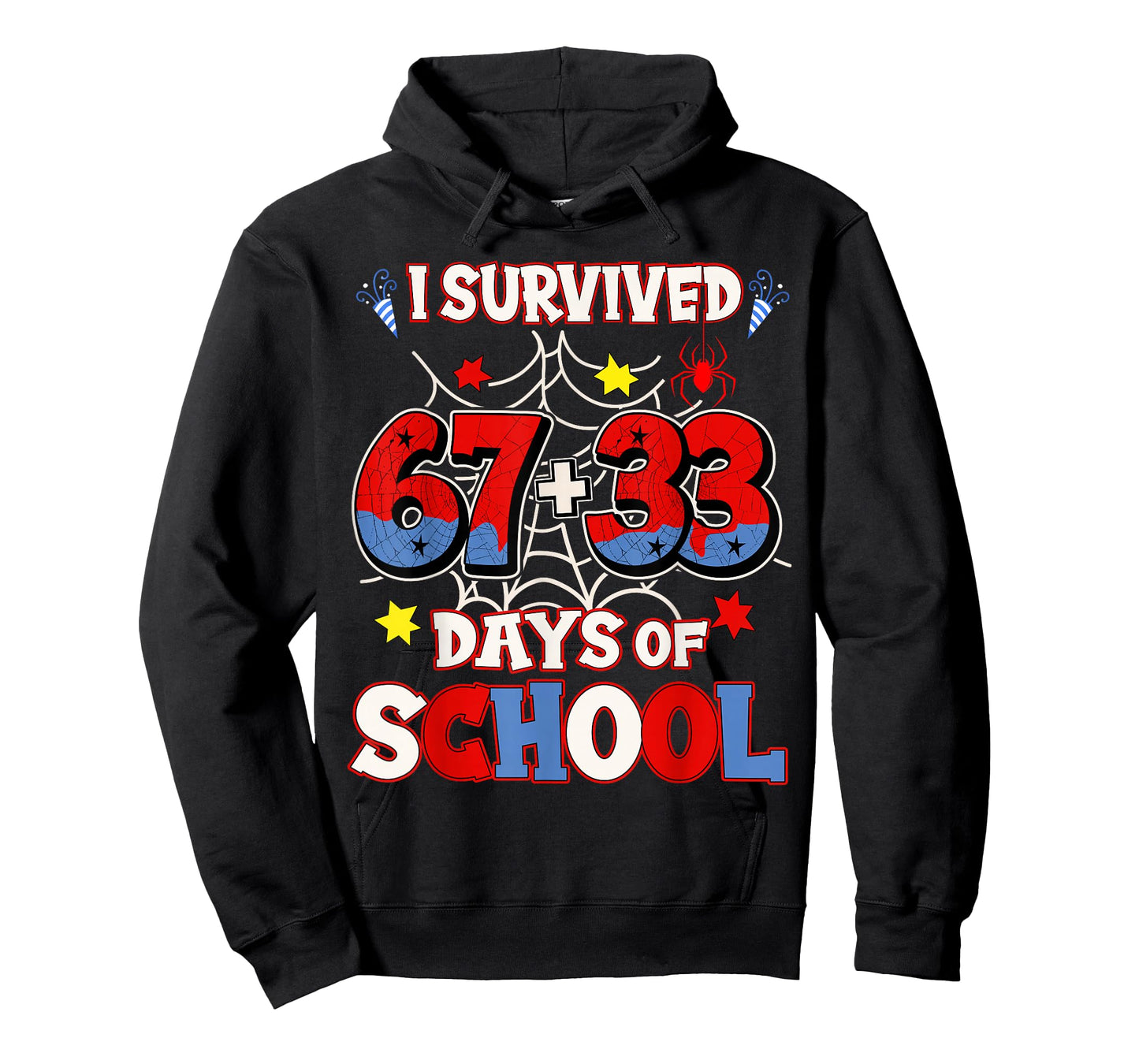 I Survived 67 + 33 Days of School 100th Day Boys Spider Web T-Shirt