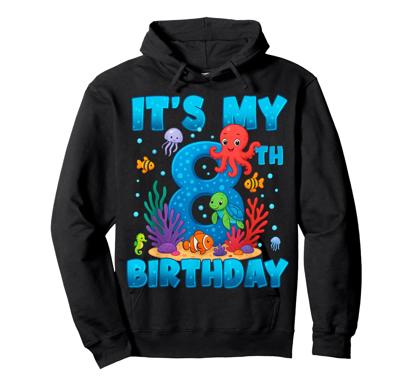 It's My 8th Birthday Sea Animals Ocean 8 Year Old Birthday T-Shirt