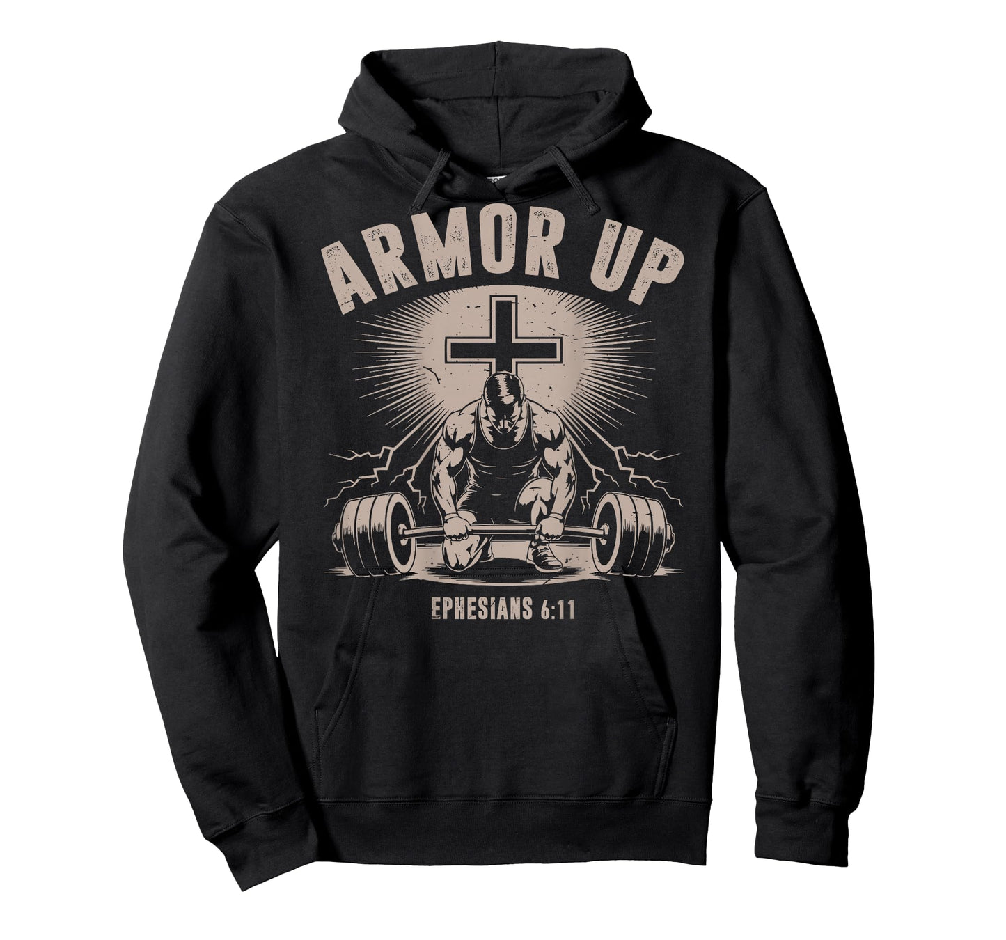 Mens Armor Up Christian Workout Gym Jesus Dumbbell Cross Dad T-Shirt