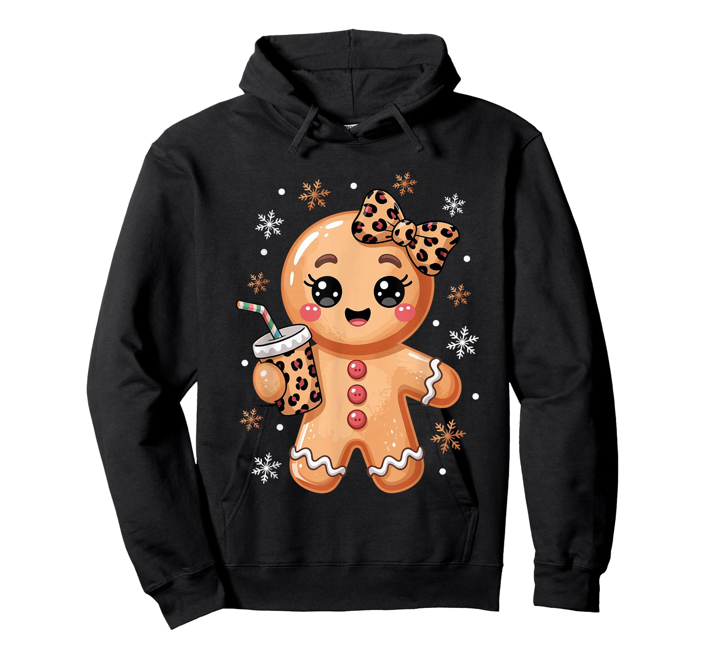 Cute Gingerbread Leopard Coquette Bow Christmas Gingerbread T-Shirt