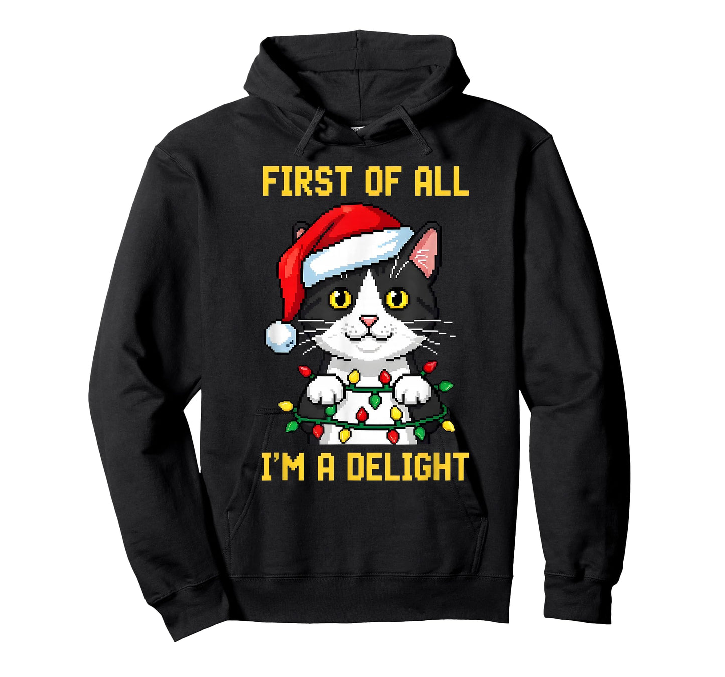 Funny Cat First of All I'm A Delight Retro Gaming Christmas T-Shirt