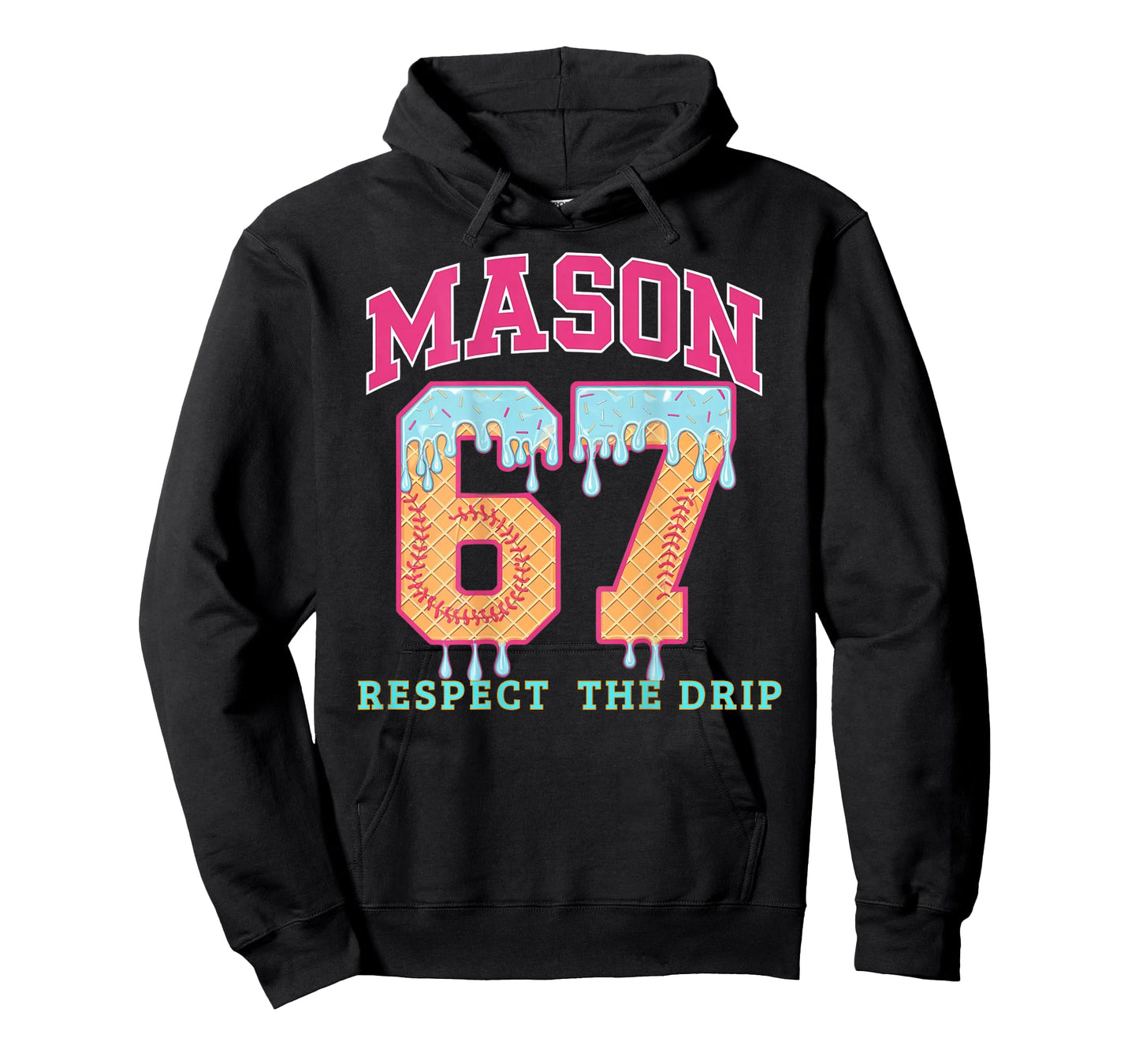 Six Seven Ice Cream 67 Funny Gen Alpha Mason Meme (On Back) T-Shirt