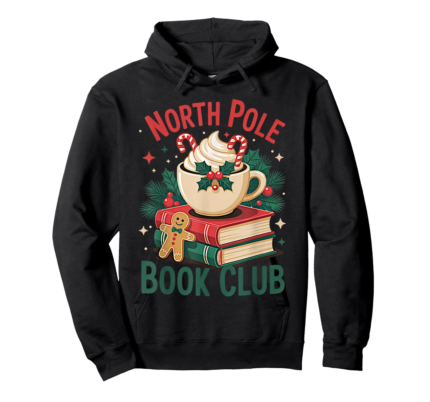 North Pole Book Club Christmas Candy Cane Gingerbread Cookie T-Shirt