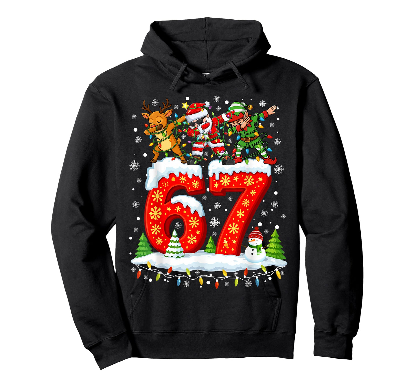 67 Six Seven Meme Gen Alpha Christmas Santa Elf Reindeer Dab T-Shirt