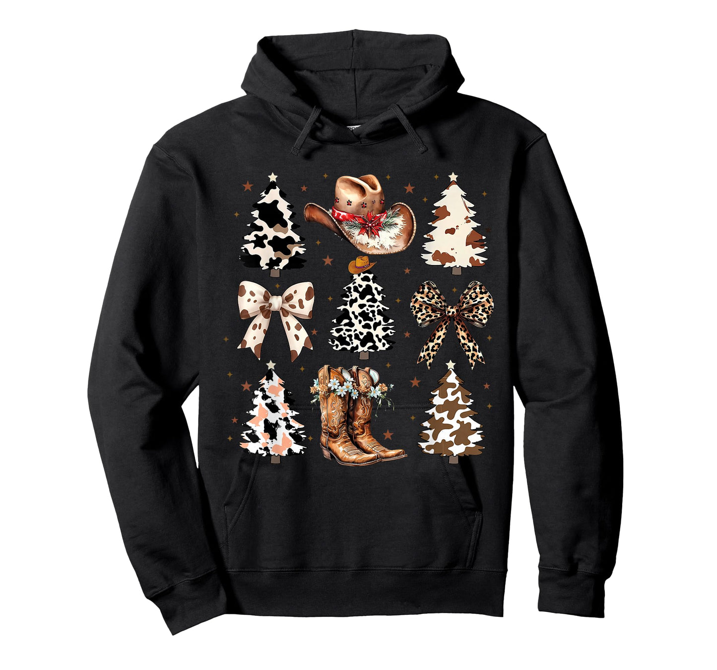 Coquette Christmas Tree Western Cowgirl Boots Hat Cow Lover T-Shirt