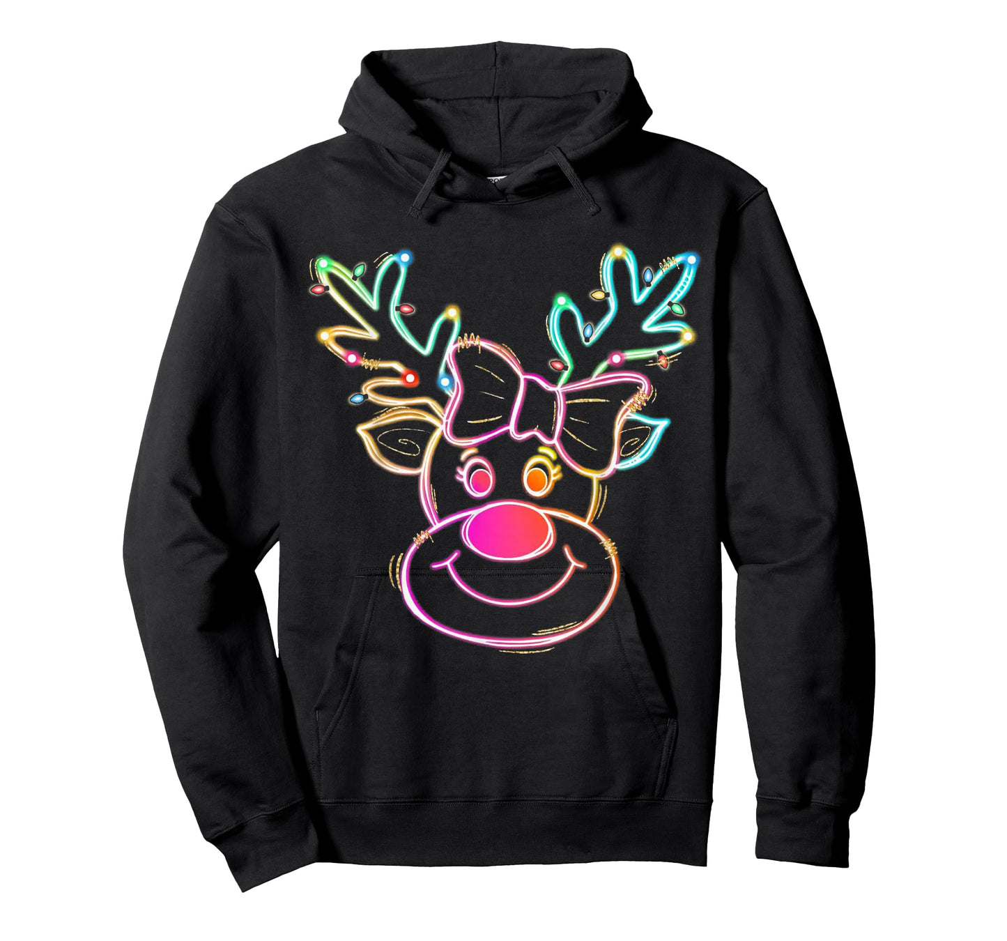 Coquette Bow Reindeer Christmas Lights Galaxy Pastel Xmas T-Shirt