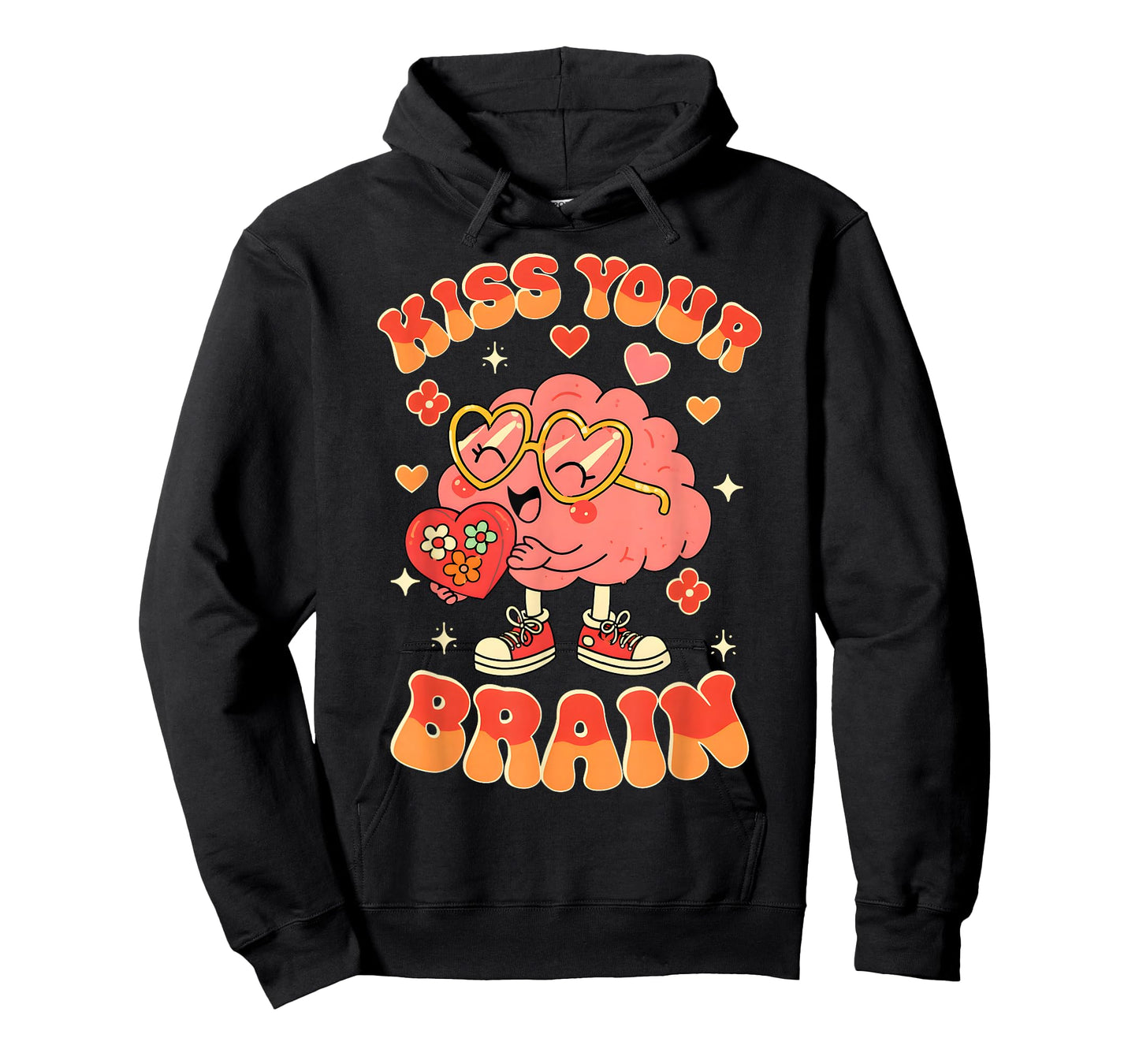 Valentine Kiss Your Brain Retro Teacher Squad Heart Kid T-Shirt