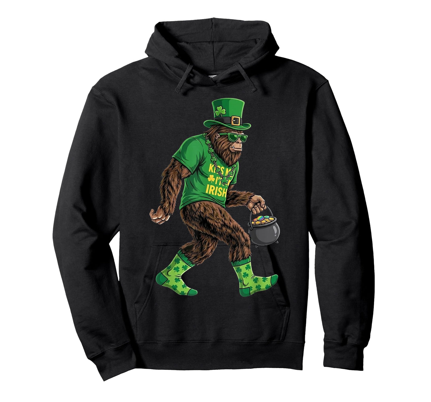 St Patricks Day Bigfoot Green Funny Sasquatch Big Foot T-Shirt