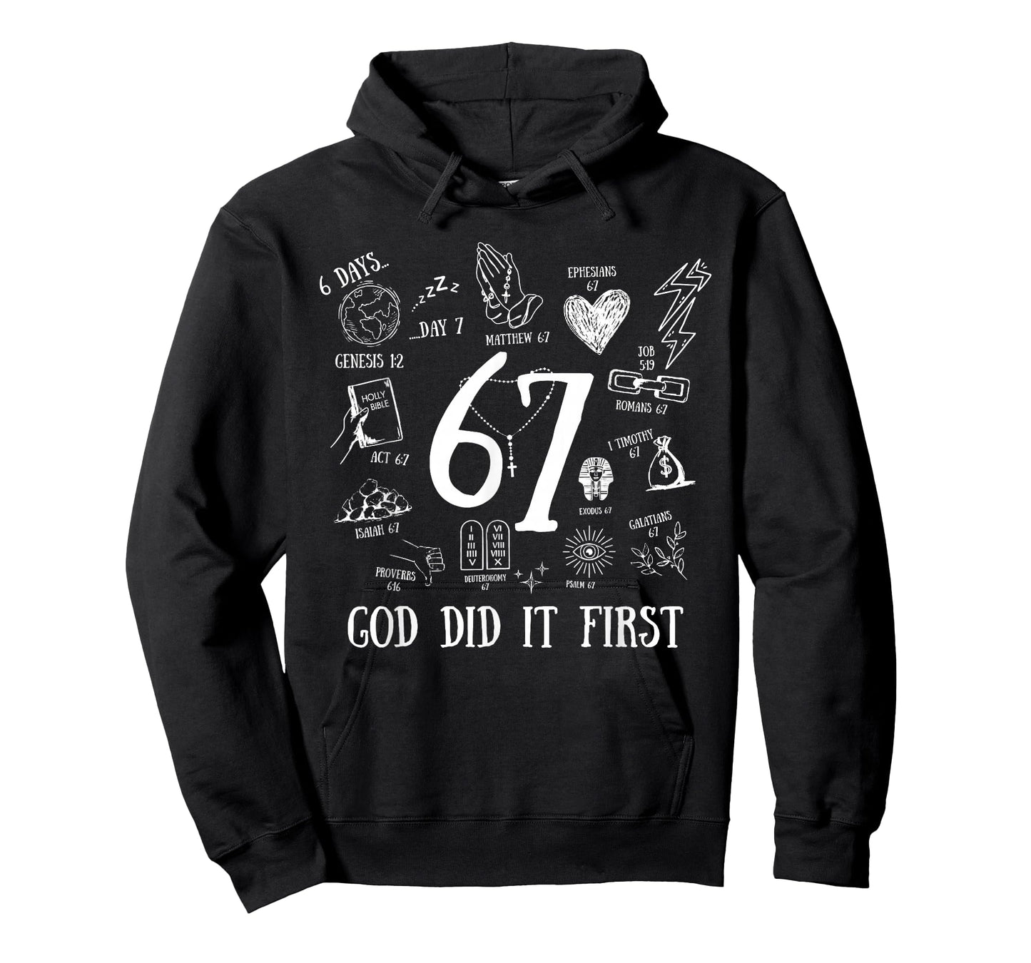 Vintage God Did It First 67 Six Seven Meme Christian Bible T-Shirt