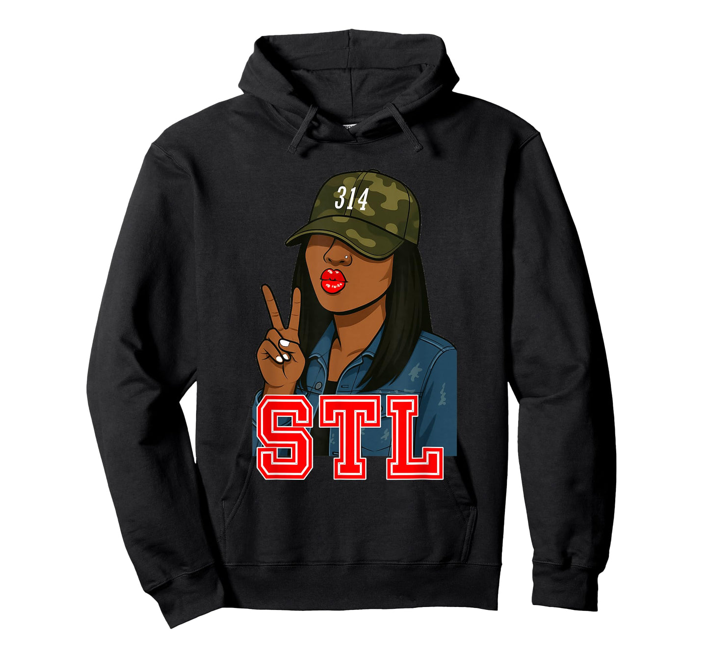 STL 314 Hat Camo Black Woman St. Louis T-Shirt