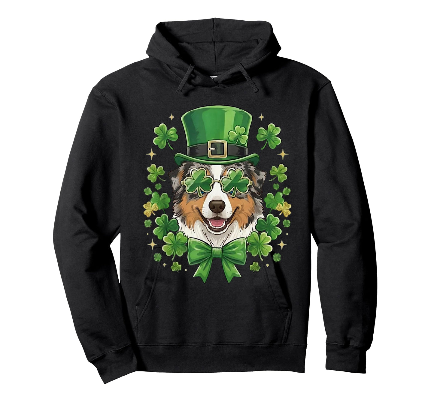 St Patricks Day Australian Shepherd Dog Leprechaun Hat T-Shirt