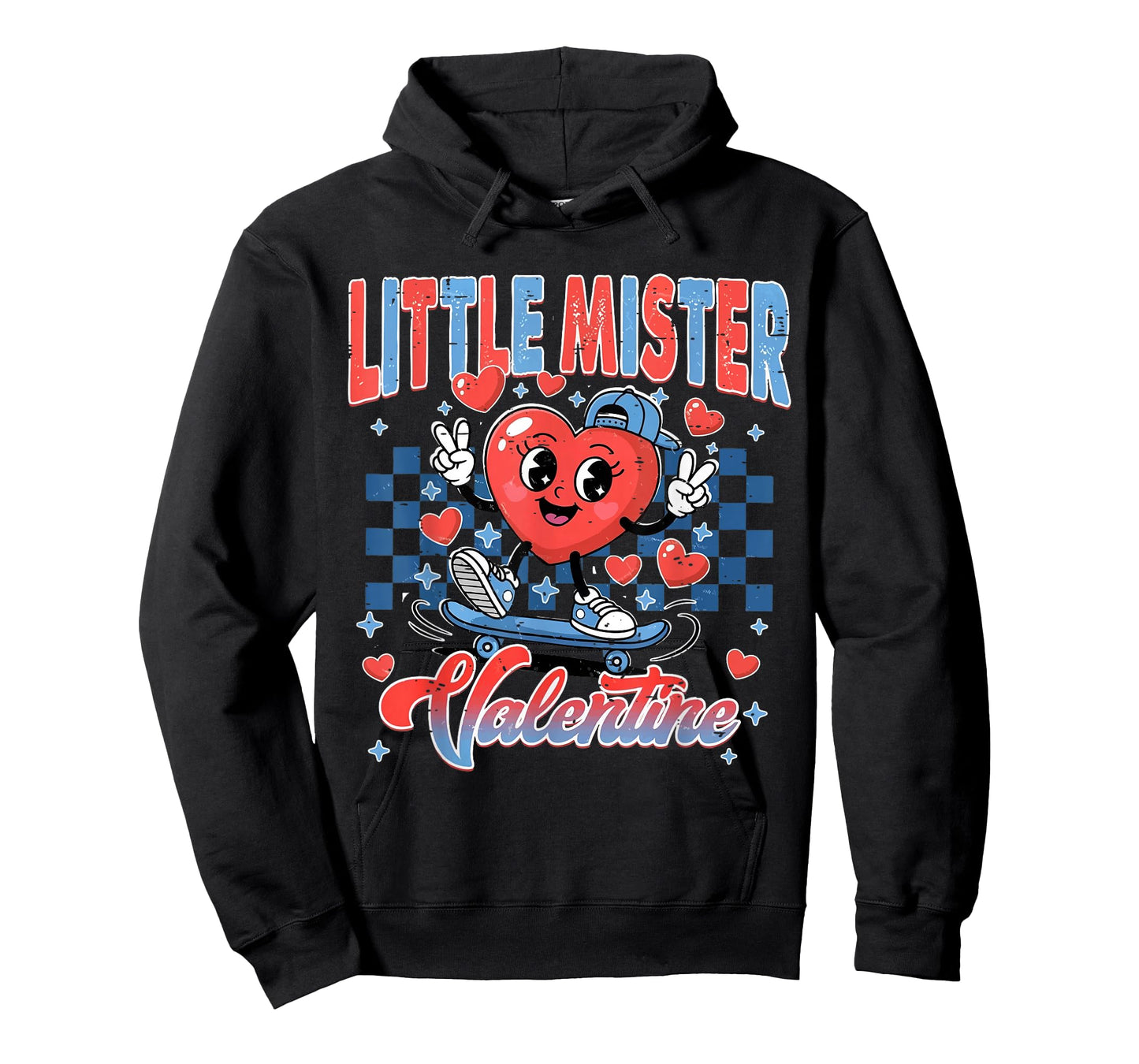 Retro Checkered Little Mister Valentine Skating Heart Boys T-Shirt