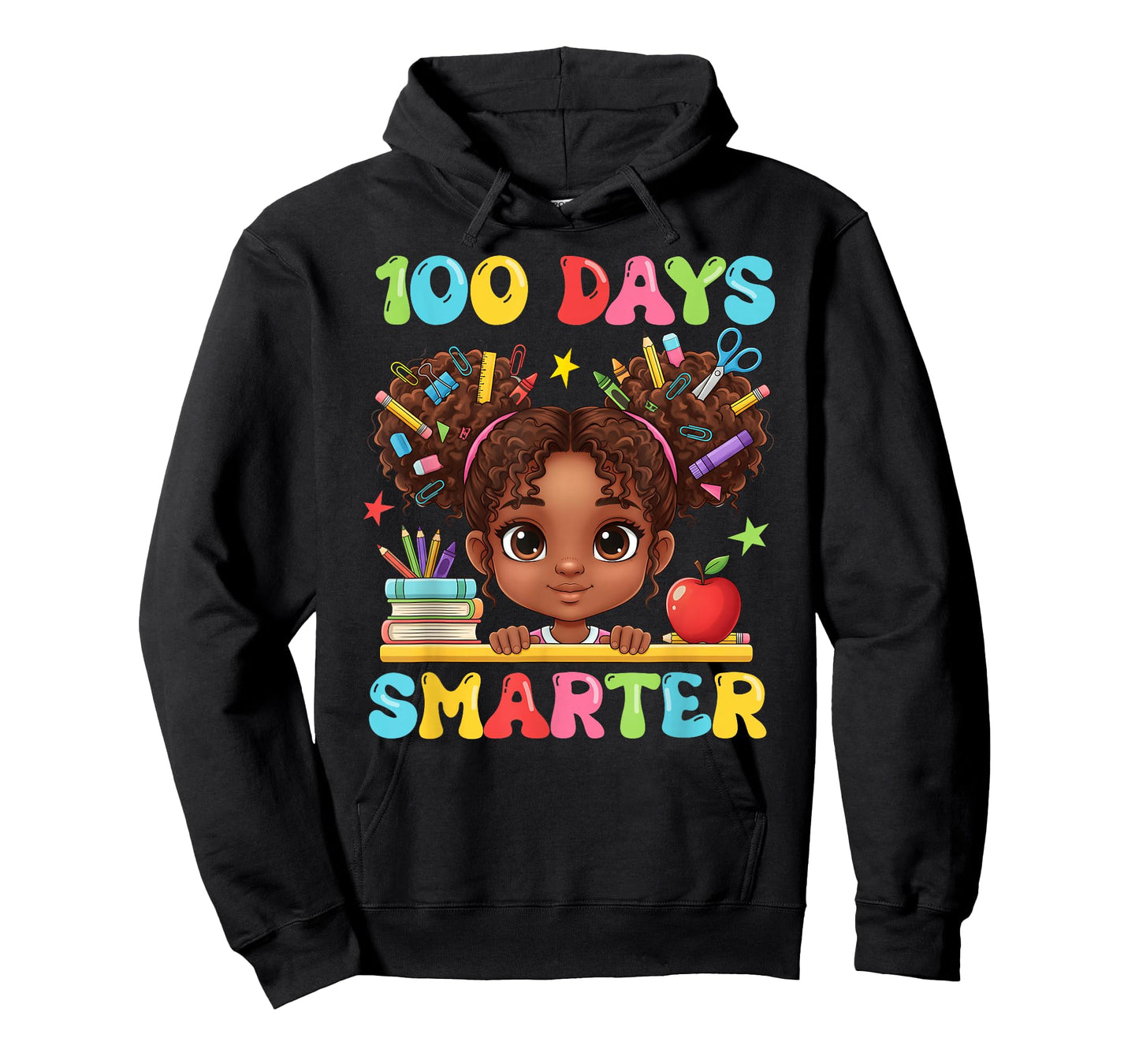 100th Day of School 100 Days Smarter Messy Bun Black Girls T-Shirt
