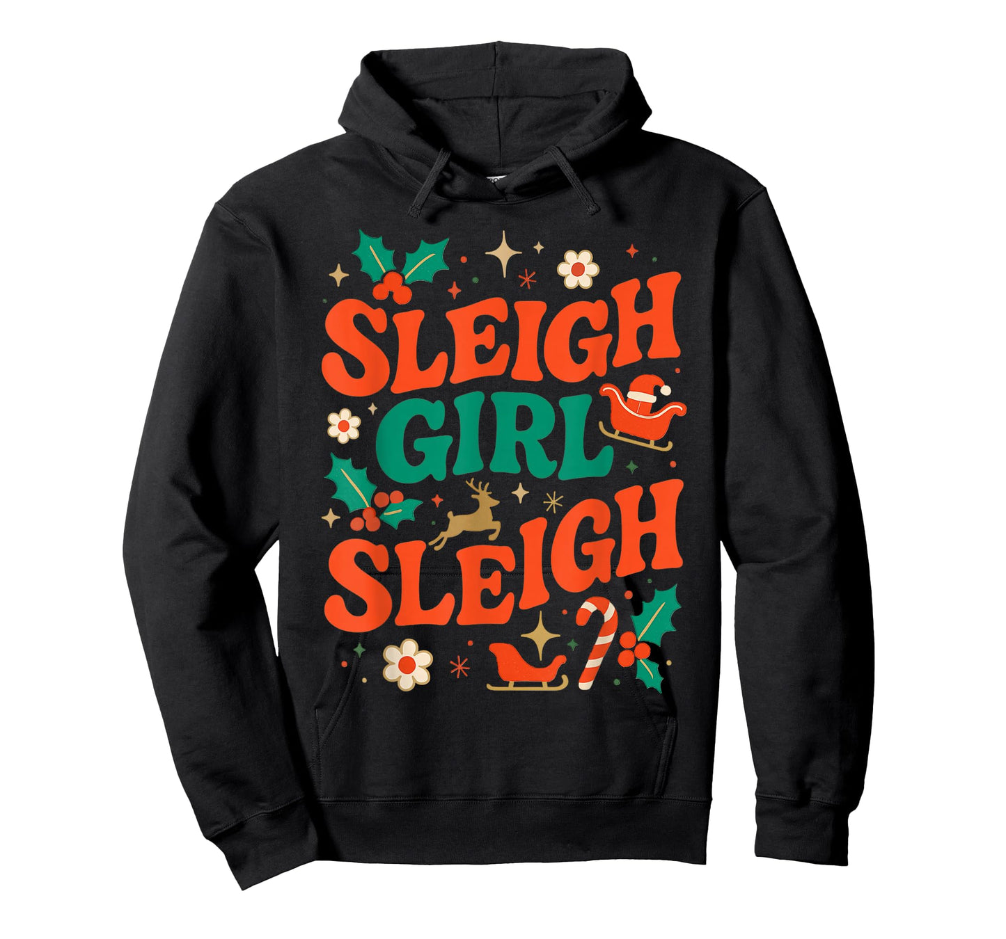 Funny Sleigh Girl Sleigh Vintage 70s Christmas Graphic T-Shirt