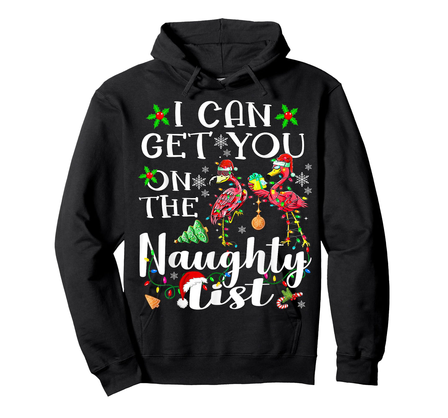 I Can Get You On The Naughty List Flamingo Christmas Lights T-Shirt