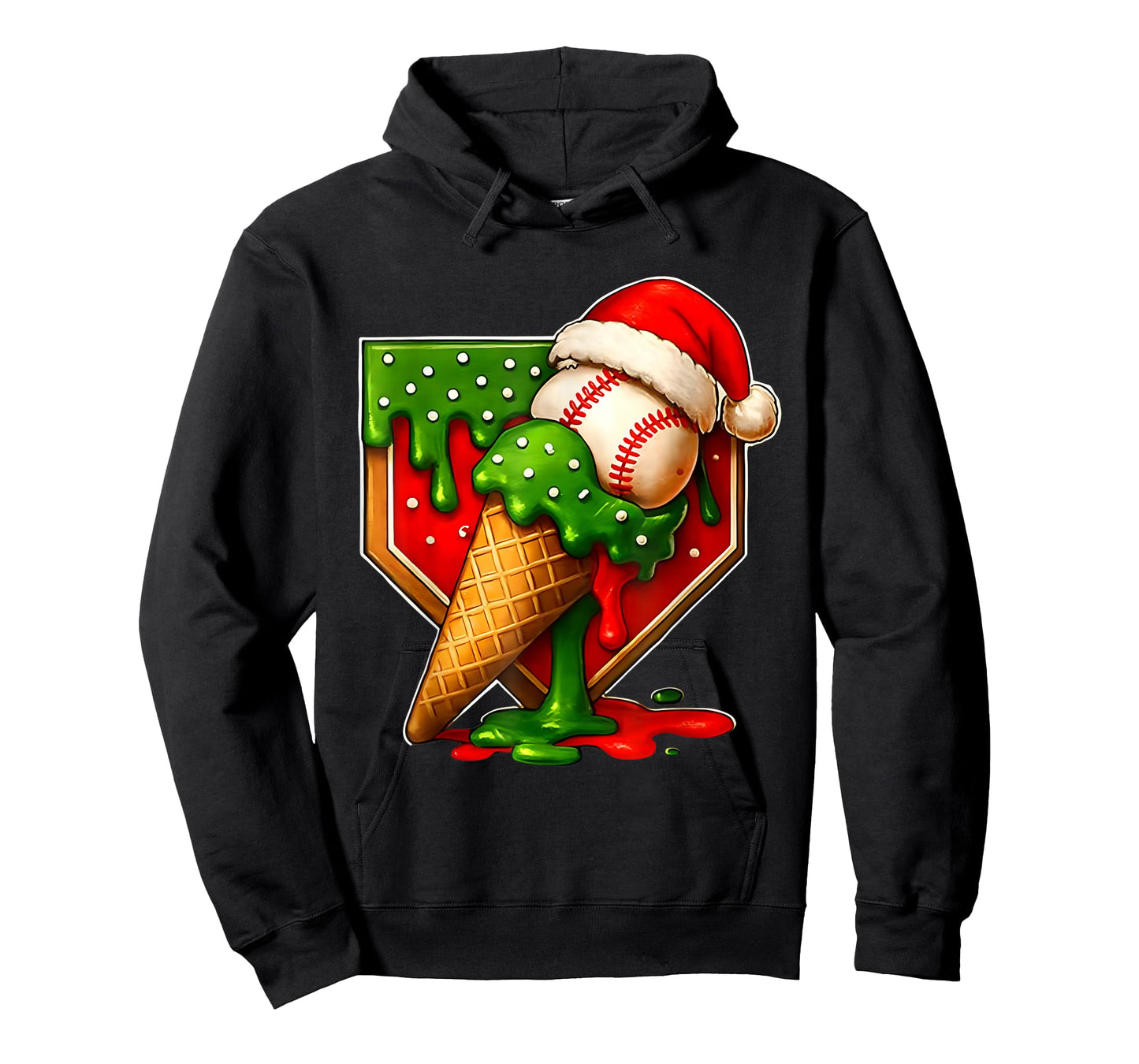 Baseball Xmas Christmas Baseball Ice Cream Drip Boys T-Shirt