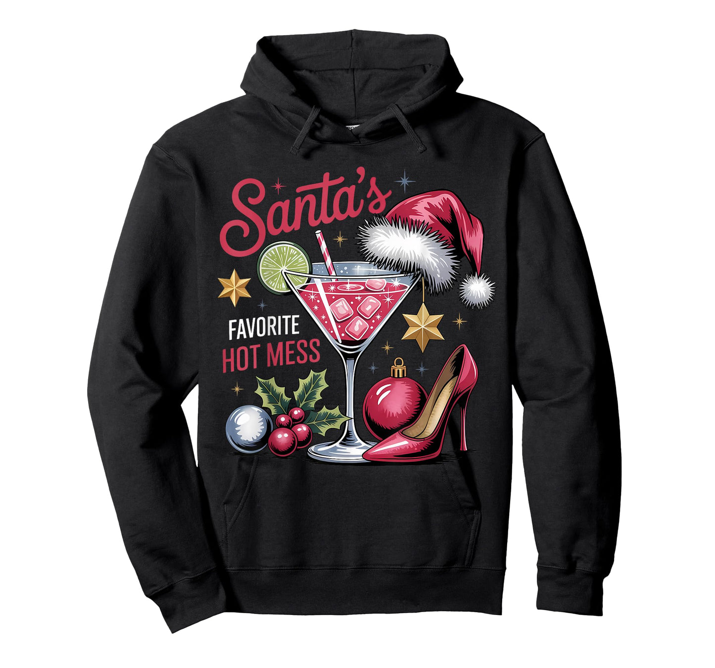 Santa's Favorite Hot Mess Christmas Martini T-Shirt