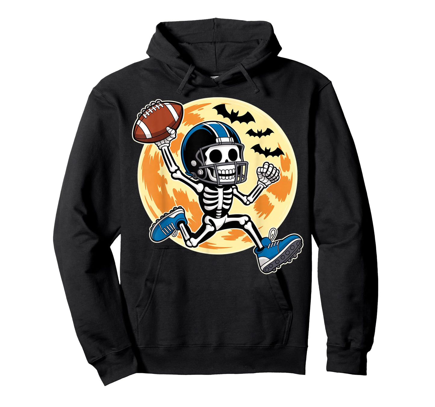 Halloween Skeleton Player Football Spooky for Teens Boys Men T-Shirt