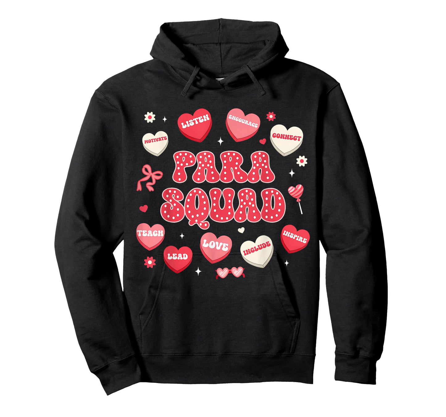 Groovy para Squad Teacher Paraprofessional Valentines Hearts T-Shirt