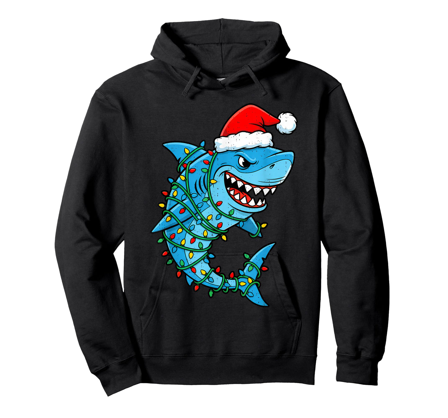 Santa Shark Christmas Lights Sharkmas Tree Xmas Boys Men T-Shirt