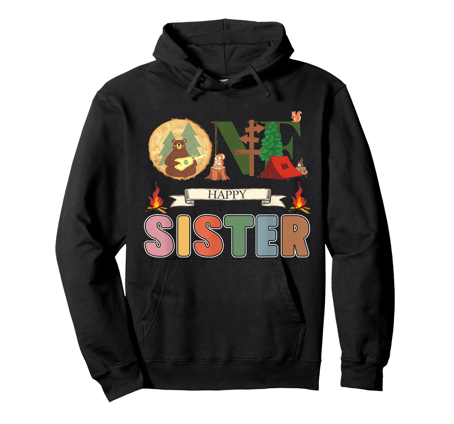 One Happy Sister Camper 1St Birthday Camping Bear T-Shirt