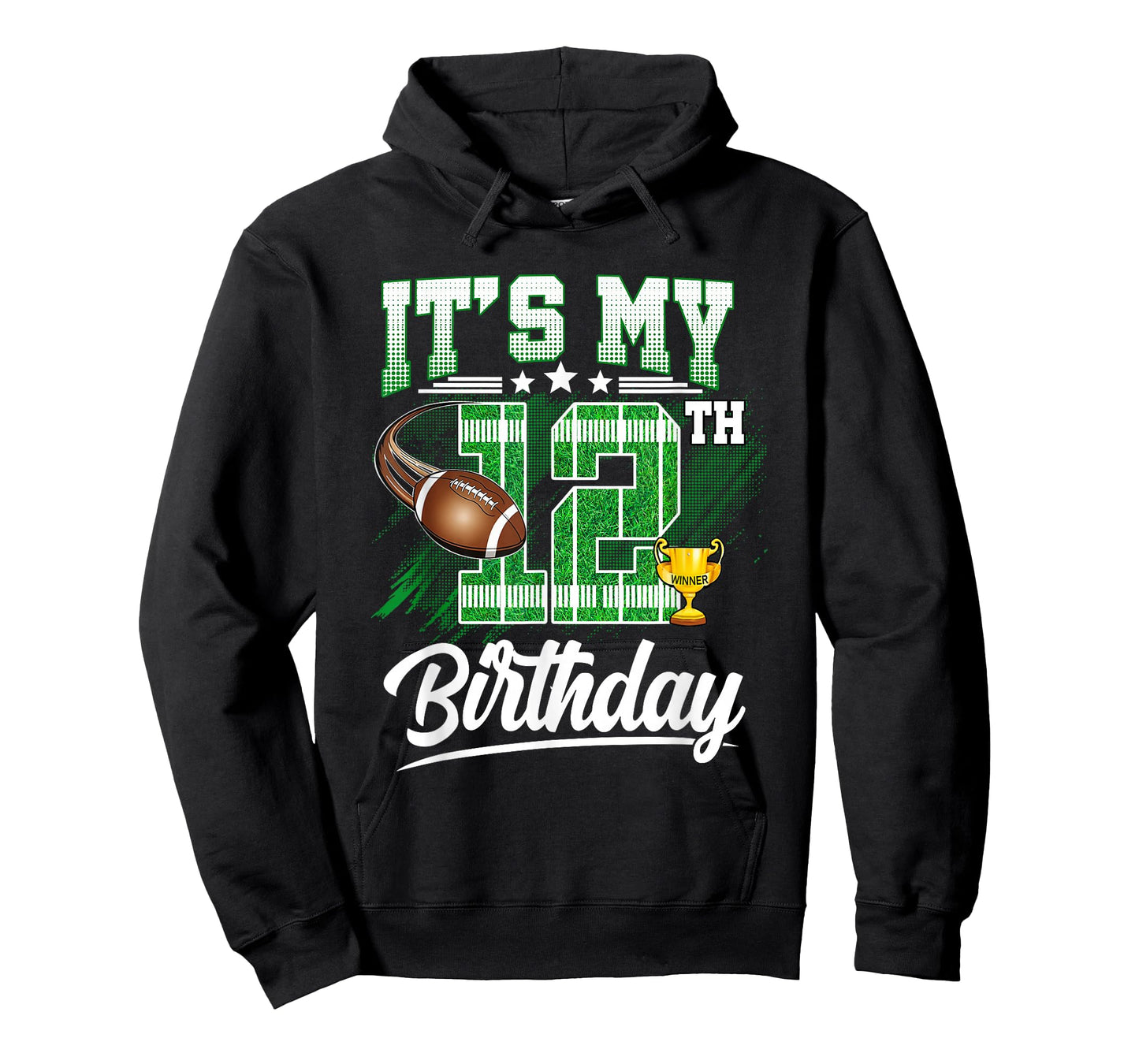 Kids 12 Year Old It's My 12th Birthday Football Themed Party T-Shirt