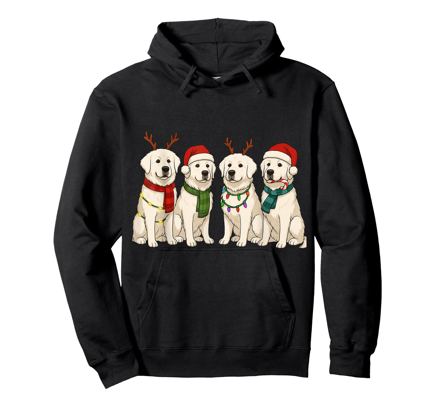 Great Pyrenees Santa Hat Tee Dog Merry Christmas T-Shirt