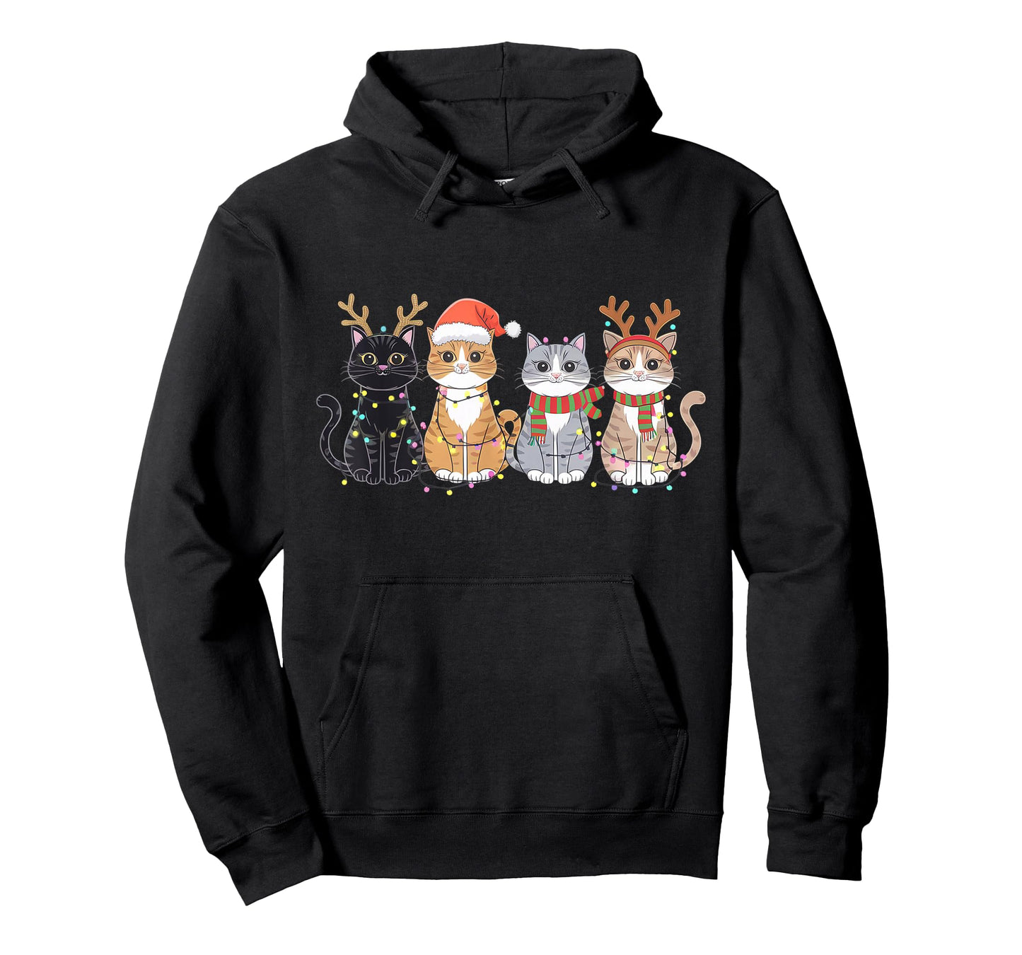 Black Cat Christmas Santa Hat Funny Meowy Cat T-Shirt