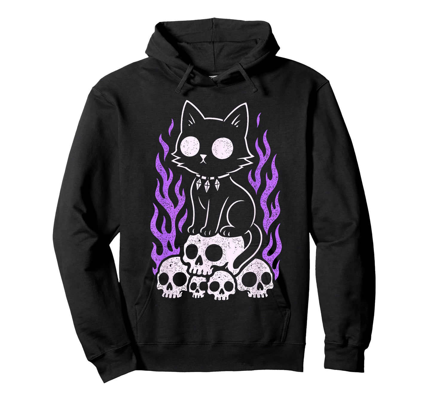 Cat Kitty Skulls Creepy Cute Kawaii Pastel Goth Purple Flame T-Shirt