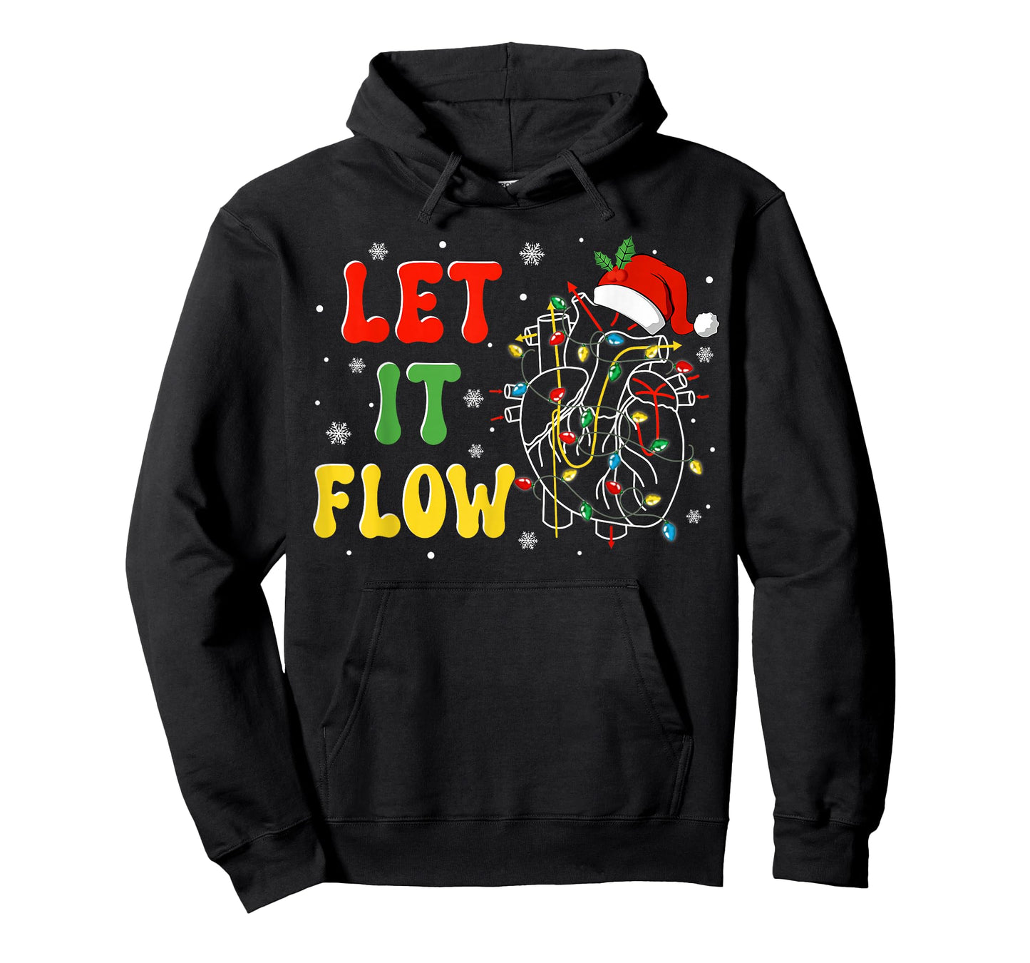 Funny Let It Flow Anatomy Heart Cardiac Nurse Santa Hat Xmas T-Shirt