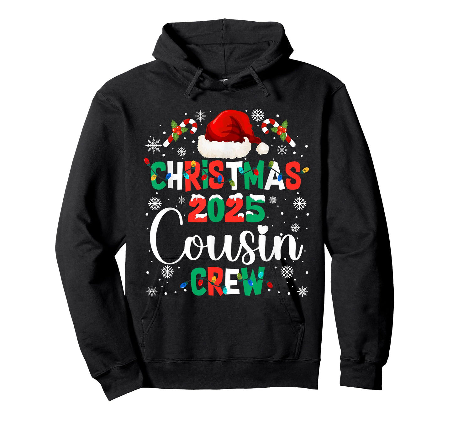 Santa Hat Christmas 2025 Cousin Crew Xmas Matching Pajamas T-Shirt